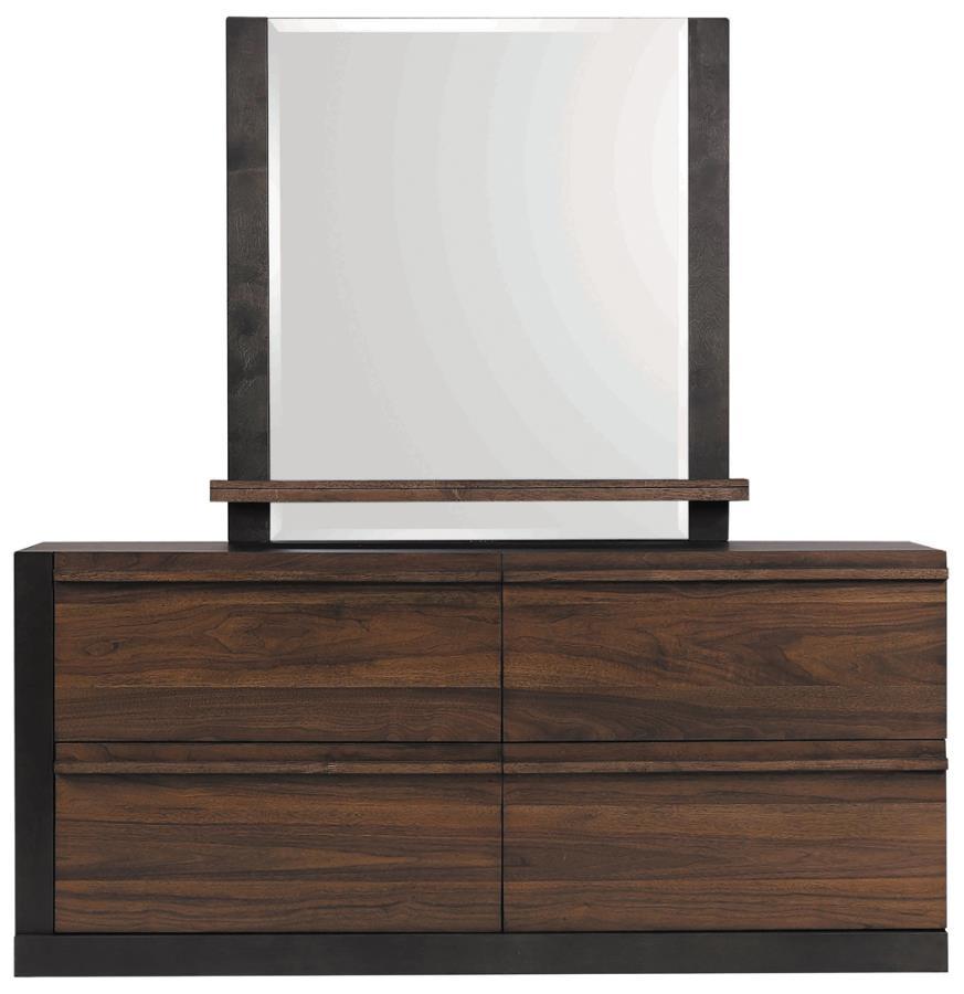 Modern Dresser w/Mirror 224283-2PC Azalia 224283-2PC in Walnut 