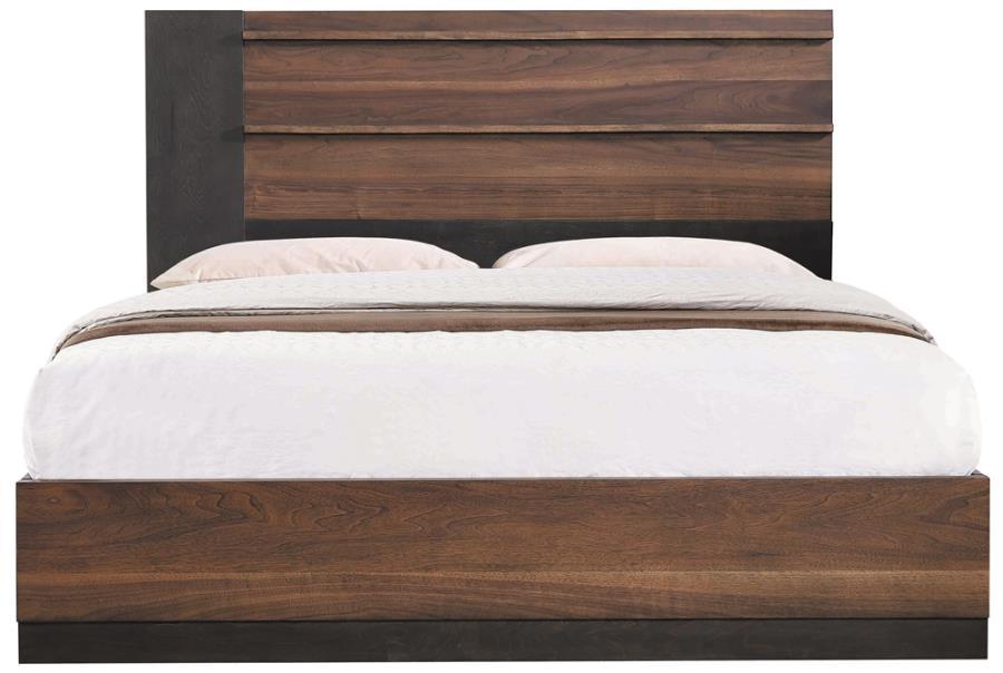 

    
Modern Walnut Asian Hardwood King Bed Coaster 224281KE Azalia
