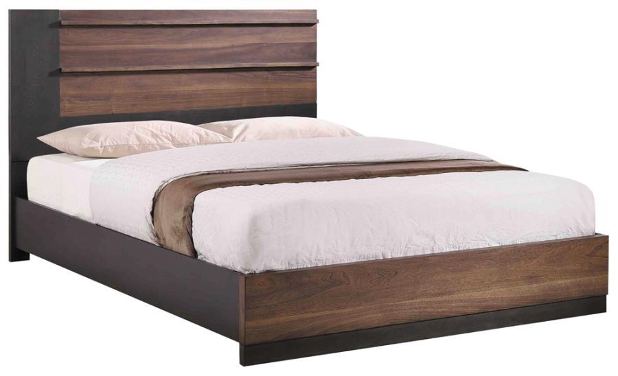 

    
Modern Walnut Asian Hardwood King Bed Coaster 224281KE Azalia
