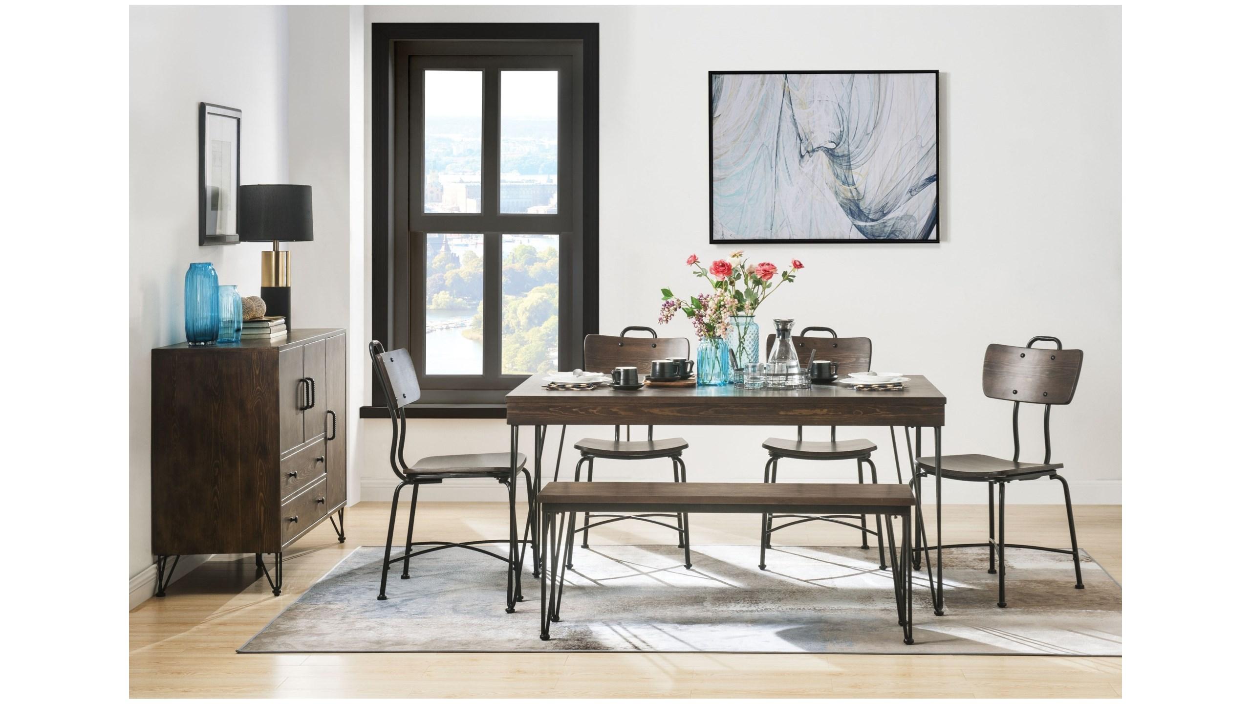 

    
Modern Walnut & Black Dining Room Set by Acme Garron 70735-8pcs

