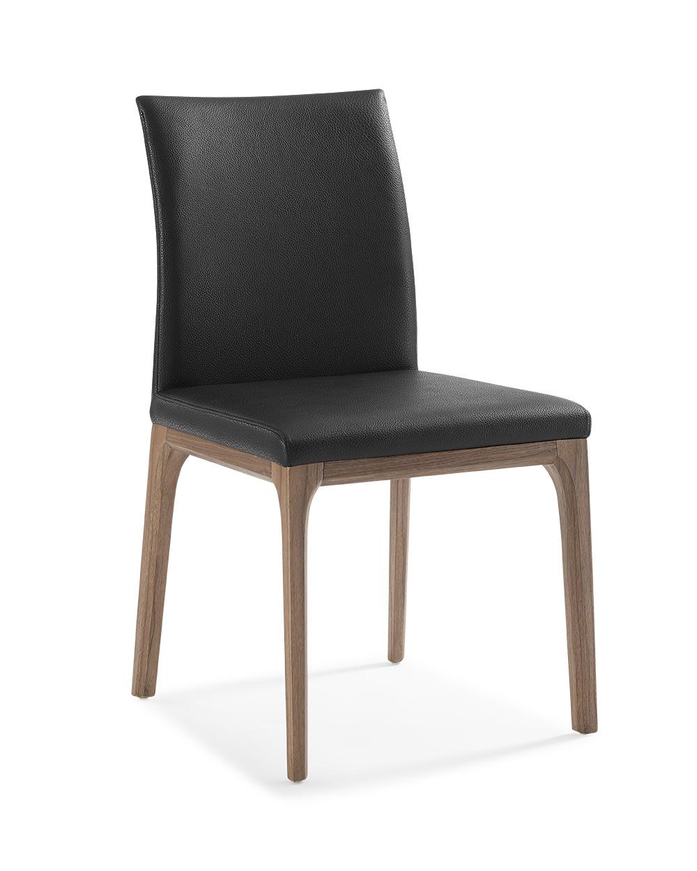 Modern Dining Chair Set DC1454-WLT/BLK Stella DC1454-WLT/BLK in Walnut, Black Faux Leather