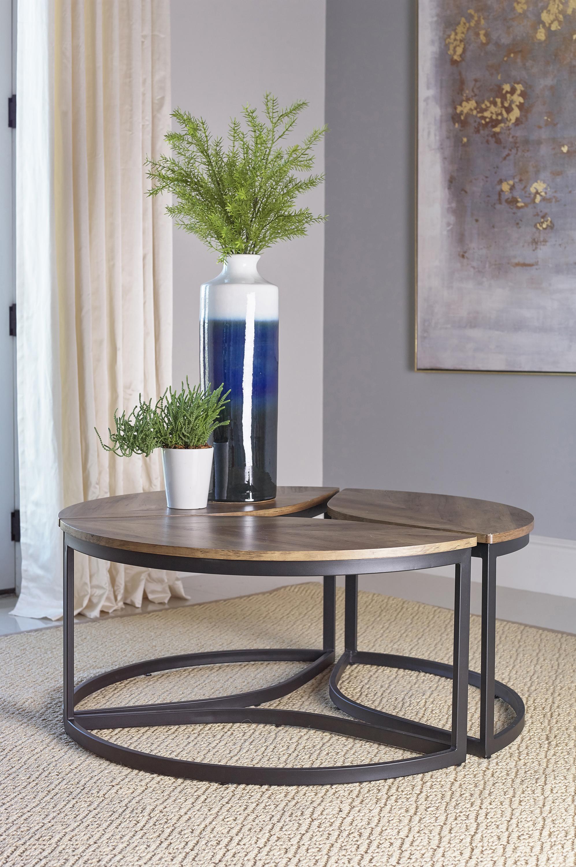 

    
Modern Walnut Finish Metal Modular Coffee Table Coaster 723938

