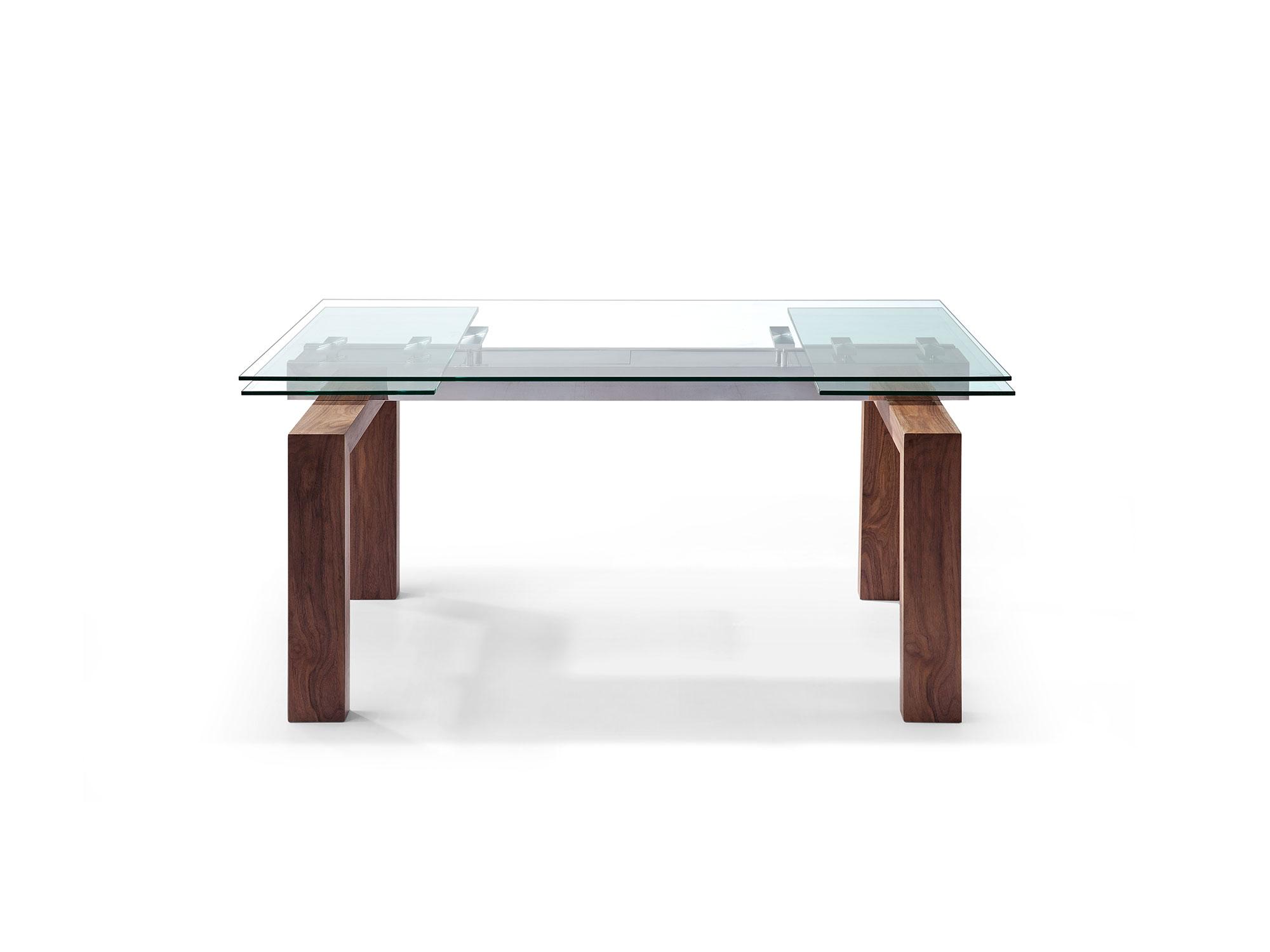 

    
Modern Walnut Finish Solid Wood & Tempered Glass Dining Table WhiteLine DT1256-WLT Davy
