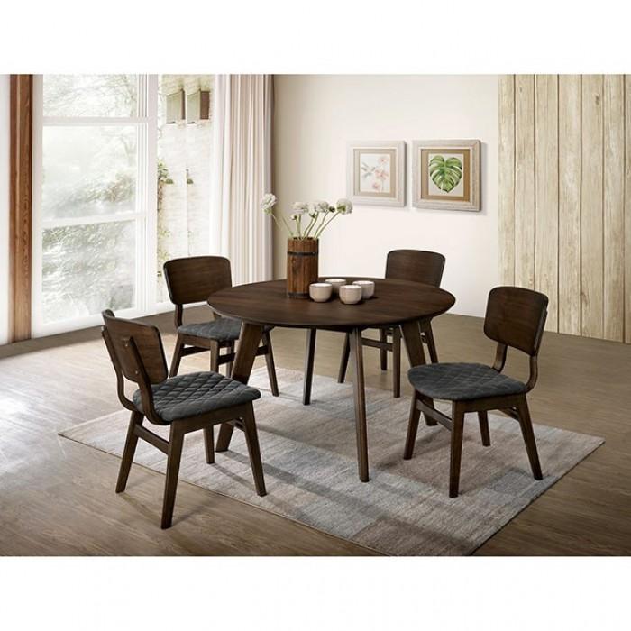 

    
Modern Walnut/Gray Solid Wood Dining Room Set 5PCS Furniture of America Shayna CM3139RT-5PCS

