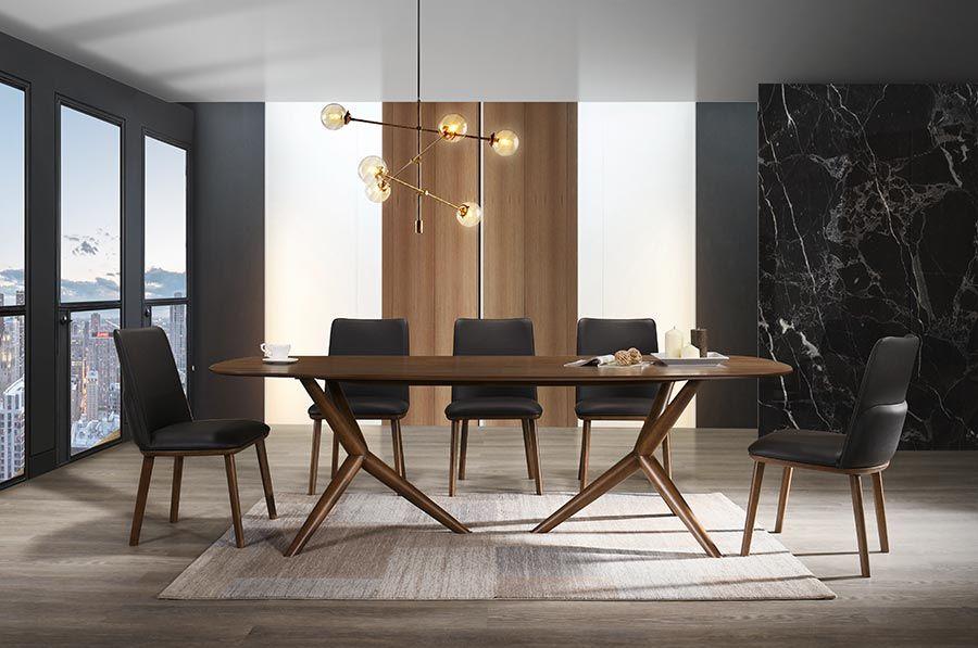 Contemporary, Modern Dining Room Set Utah VGMAMIT-8107-7pcs in Walnut Eco-Leather