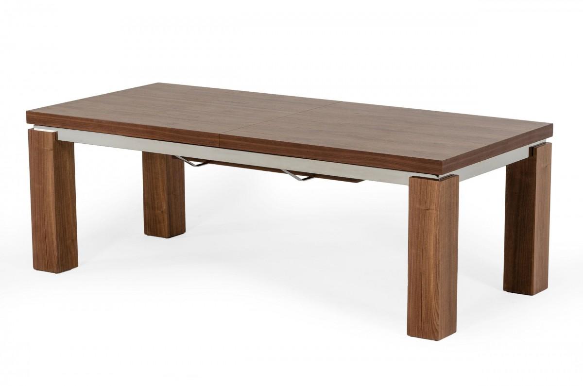 

    
Modern Walnut & Stainless Steel Dining Table by VIG Modrest Maxi
