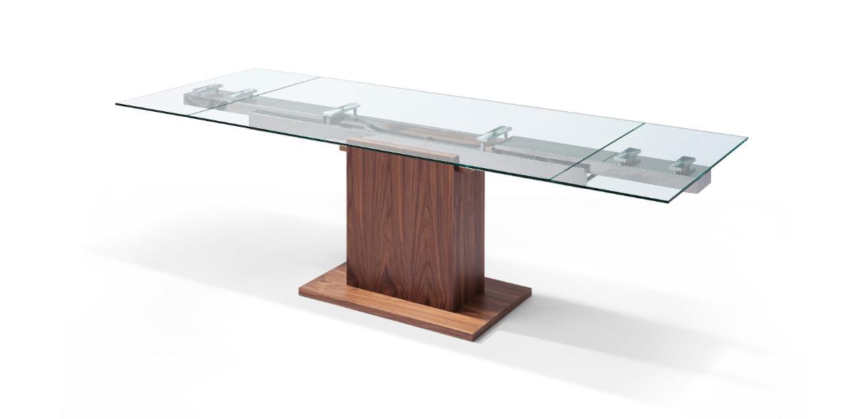 

    
Modern Walnut Veneer Base & Tempered Glass Dining Table WhiteLine DT1275-WLT Pilastro
