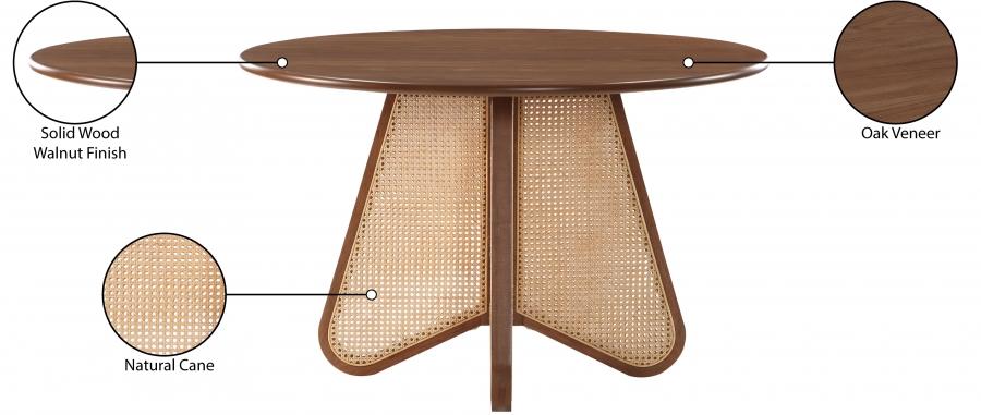 

    
705Walnut-T Modern Walnut Wood Round Dining Table Meridian Furniture Butterfly 705Walnut-T
