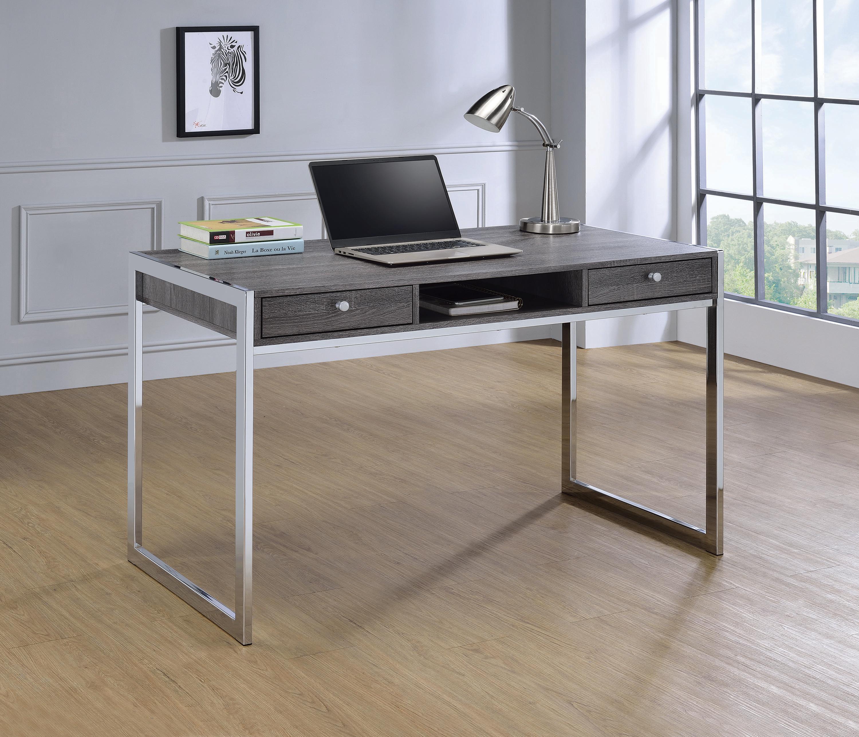 

                    
Buy Modern Weathered Gray Solid Wood Writing Desk Coaster 801221 Wallice
