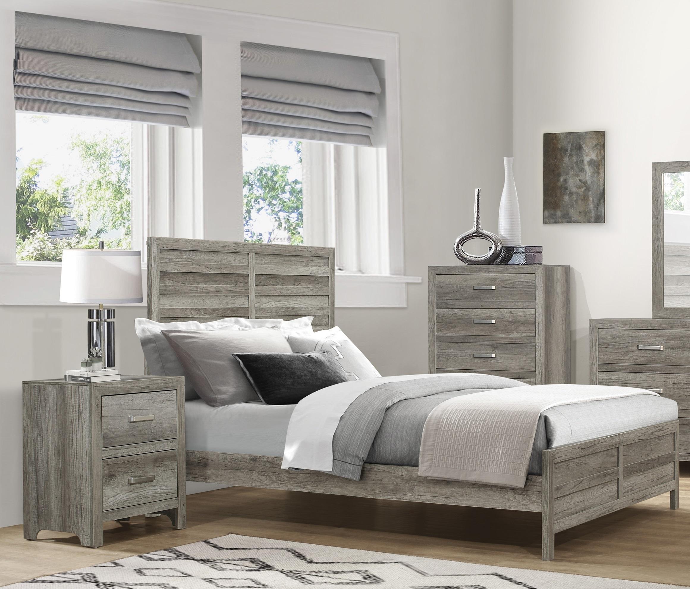 

    
Modern Weathered Gray Wood CAL Bedroom Set 3pcs Homelegance 1910GYK-1CK* Mandan
