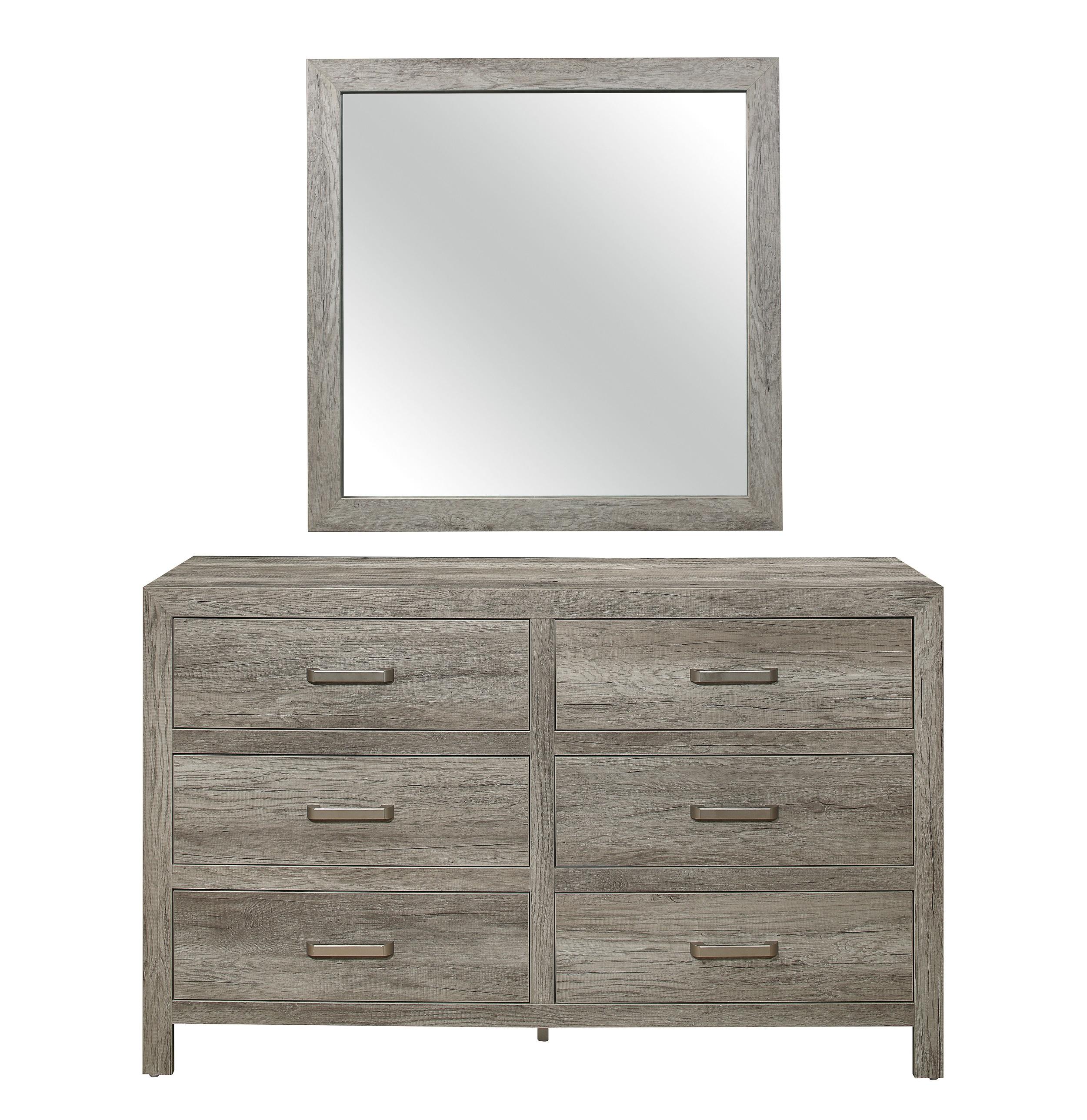 

    
Modern Weathered Gray Wood Dresser w/Mirror Homelegance 1910GY-5*6 Mandan
