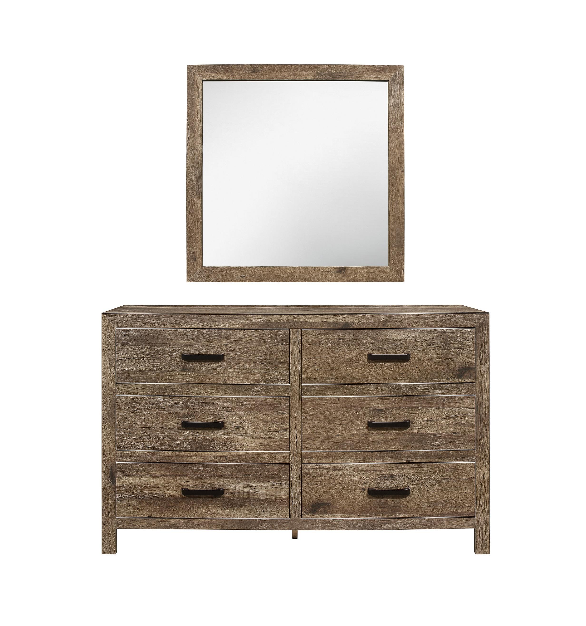 

    
Modern Weathered Pine Wood Dresser w/Mirror Homelegance 1910-5*6 Mandan
