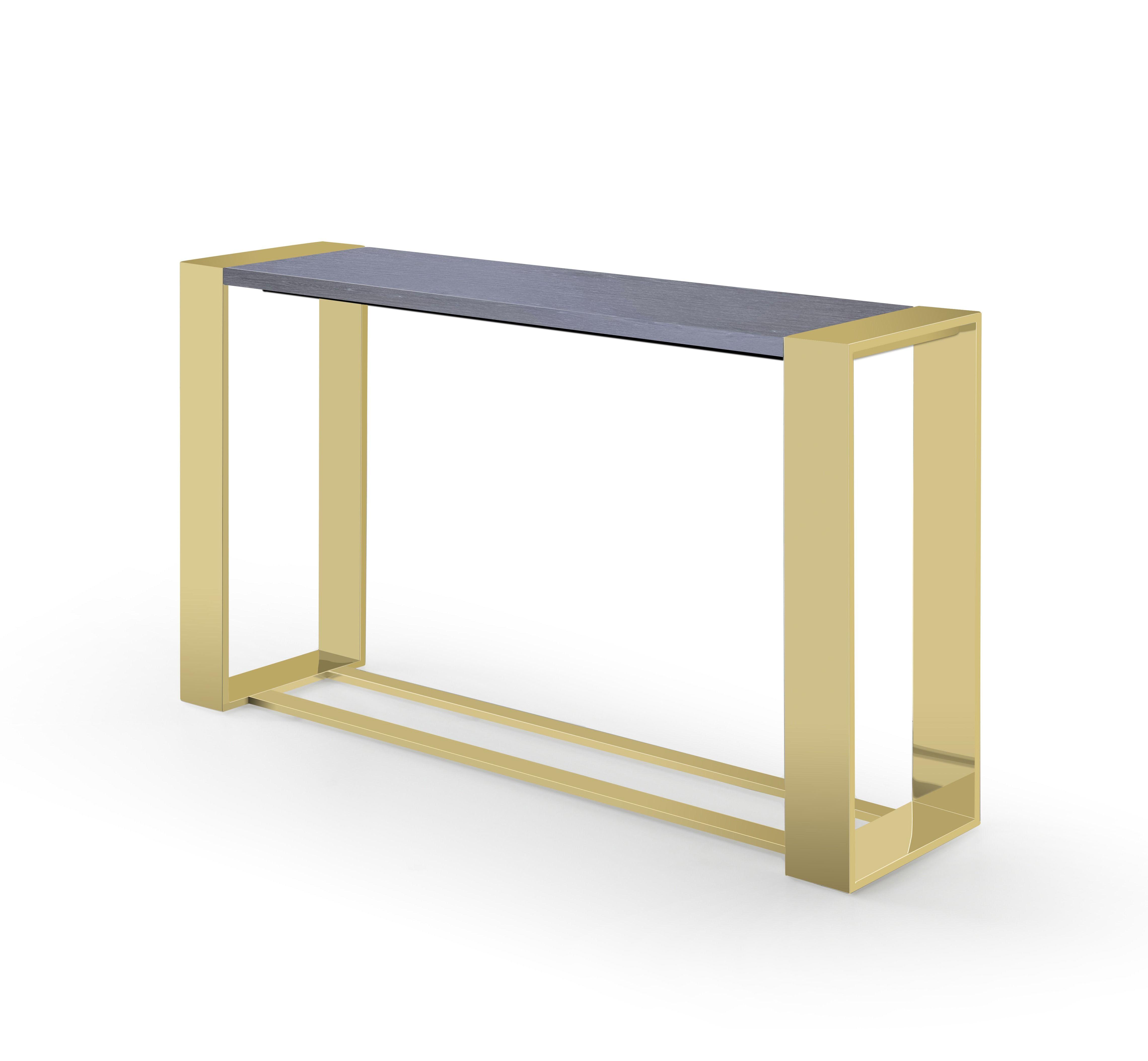 

    
Modern Wenge & Brass Console Table by VIG Modrest Fauna
