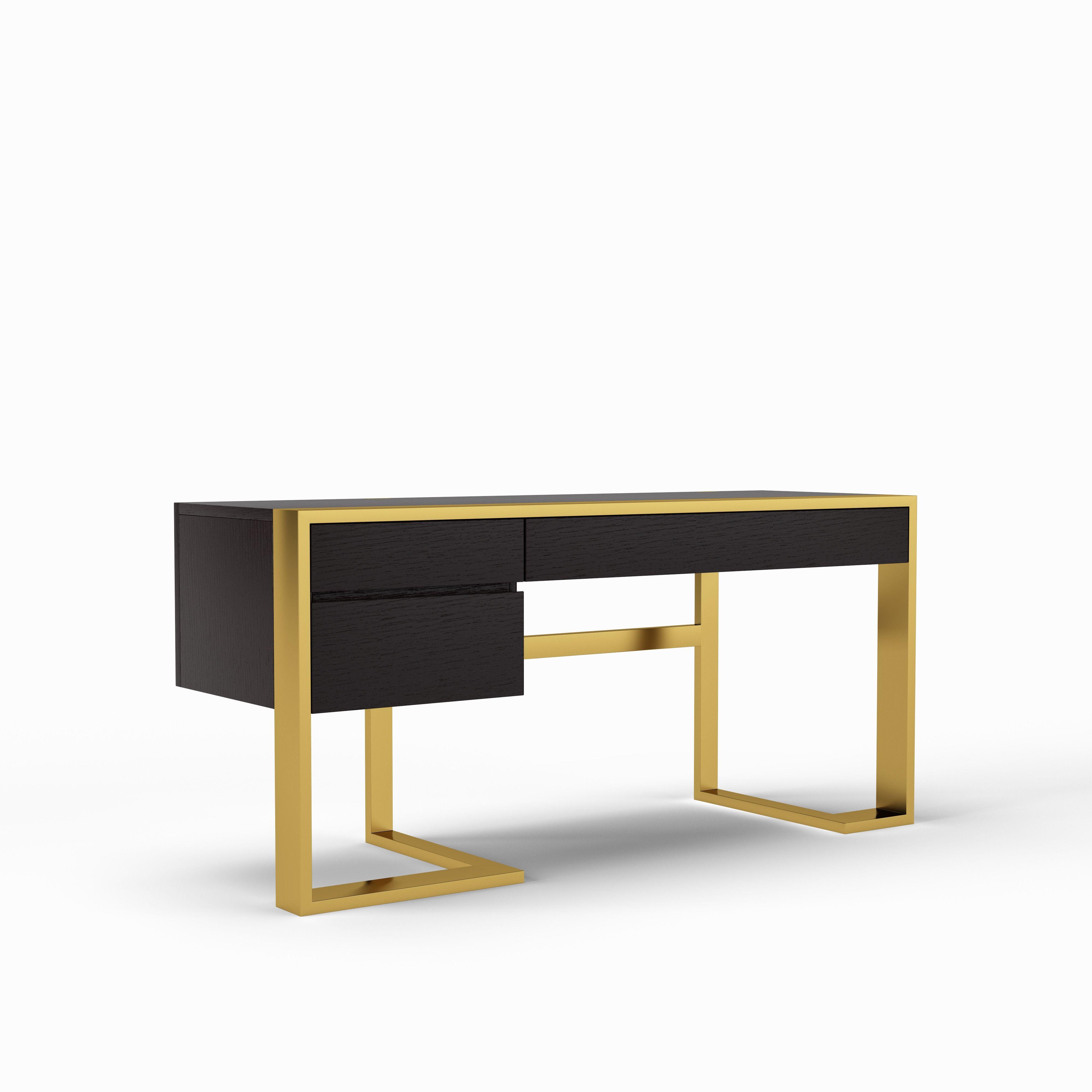 

    
Modern Wenge & Brass Home Office Desk by VIG Modrest Fauna
