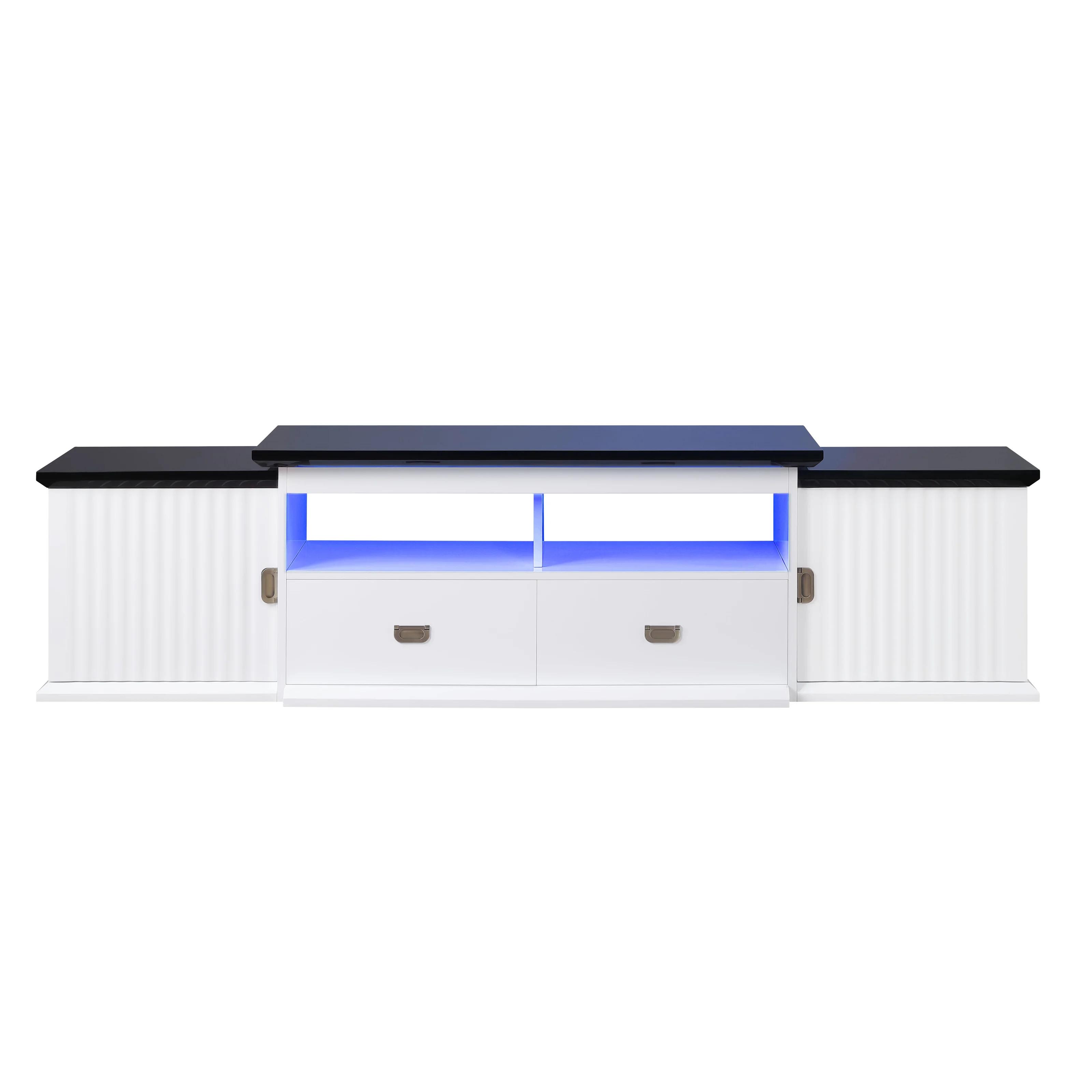 

    
Modern White & Black High Gloss TV Stand w/ LED Light by Acme Barend LV00999
