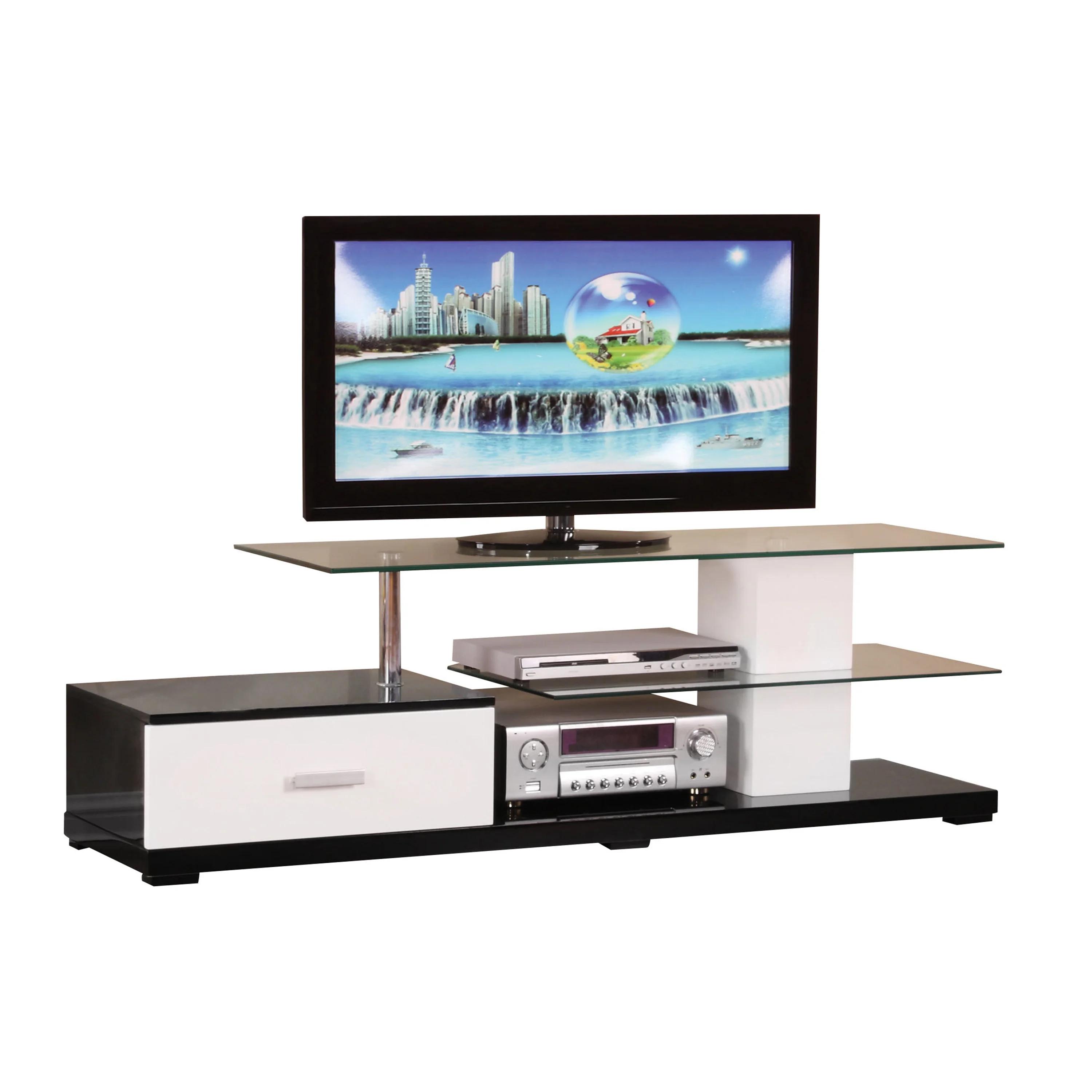 Contemporary TV Stand Ivana 91140 in White / Black 