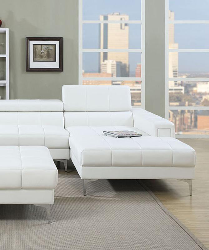 

    
Poundex Furniture F7364 Sectional Sofa White F7364
