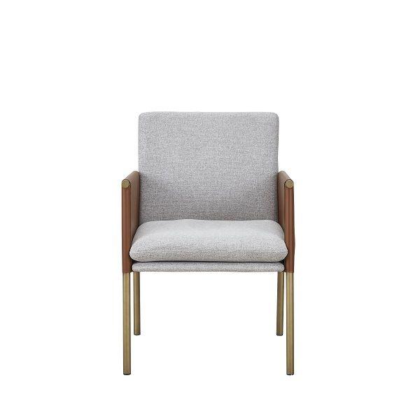 

    
Modern White & Brass Arm Dining Chair Set of 2 by VIG Modrest Pettit
