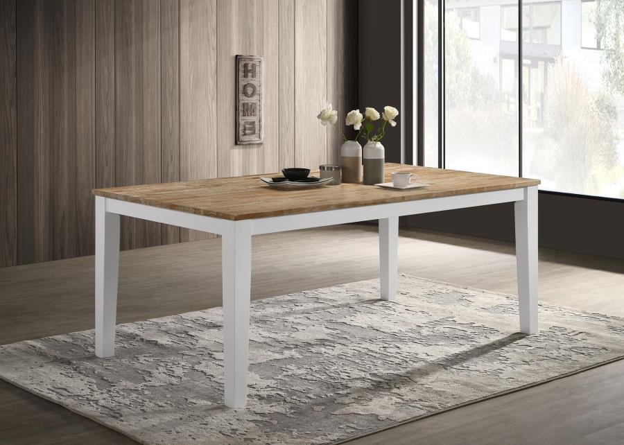 

    
Modern White/Brown Wood Dining Table Coaster Hollis 122241
