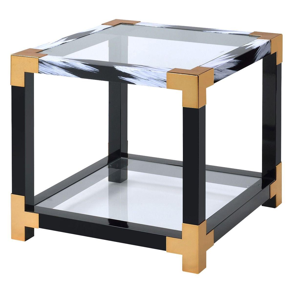 

    
Modern White Brushed & Clear Glass End Table by Acme Lafty 81002

