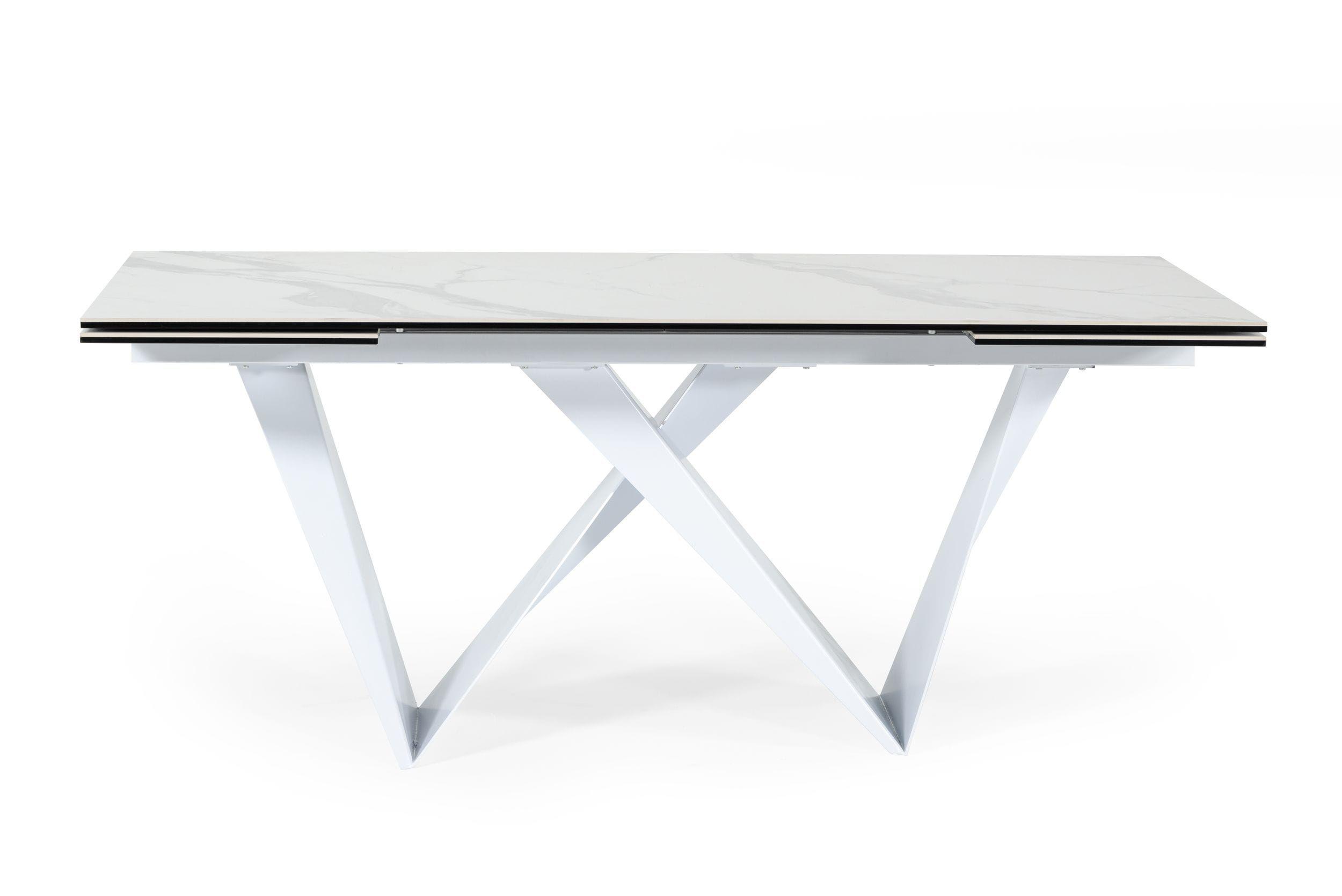 

    
Modern White Ceramic "W" Design Dining Table by VIG Modrest Fritz
