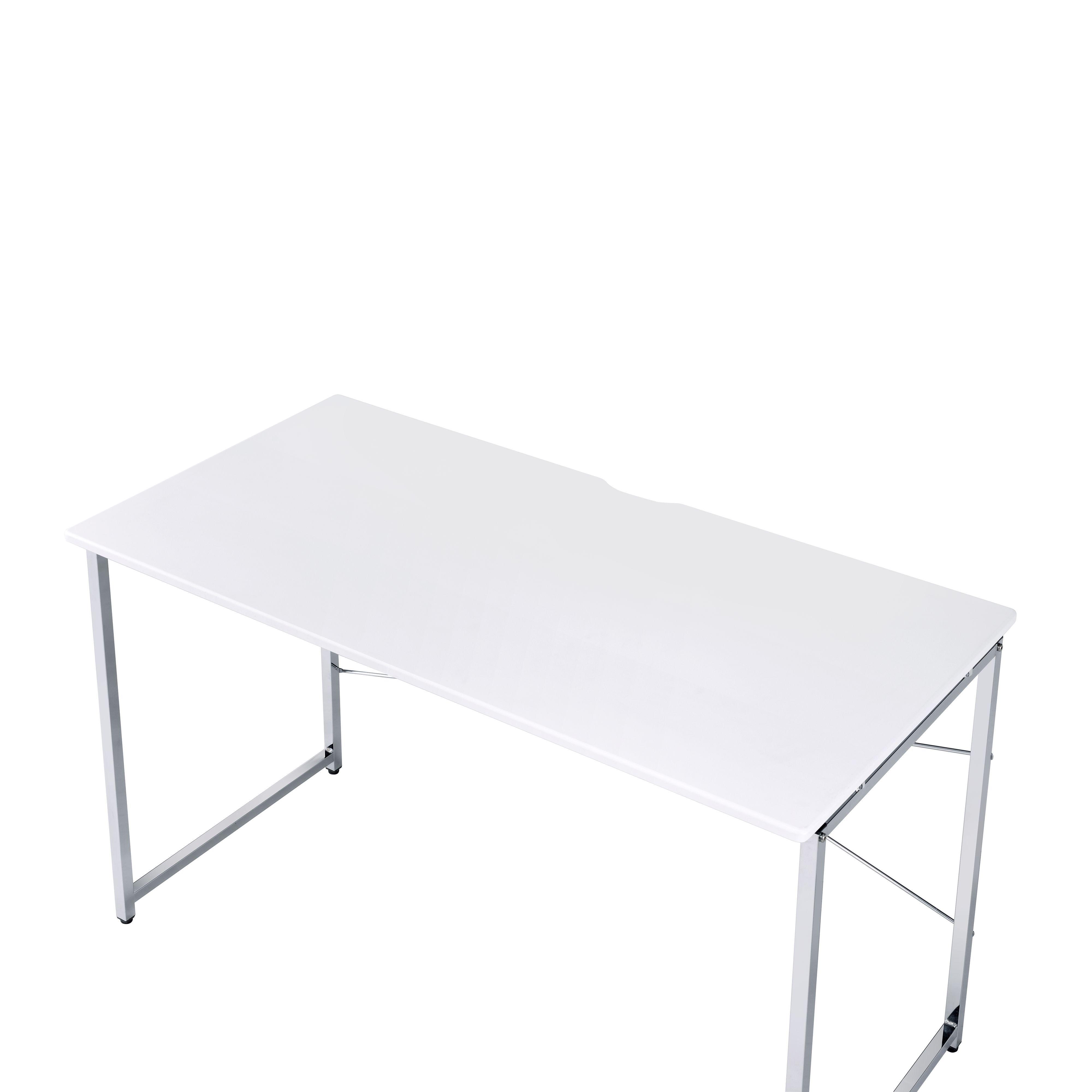 

    
Modern White & Chrome Finish Writing Desk by Acme 93190 Tennos
