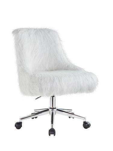 

    
Modern White Faux Fur & Chrome Office Chair by Acme Arundell II OF00122
