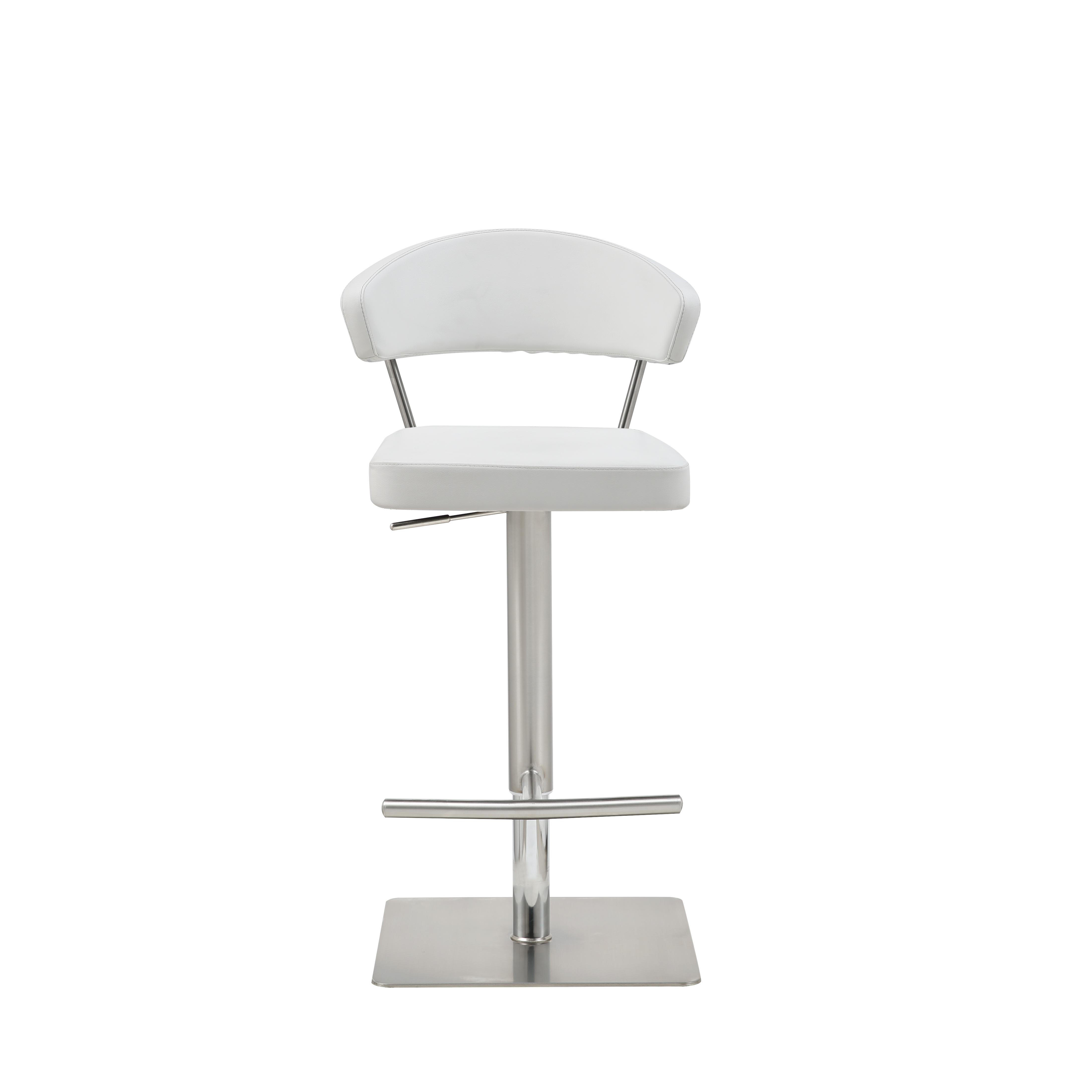Modern Bar Stool BS1623P-WHT Maureen BS1623P-WHT in White Faux Leather