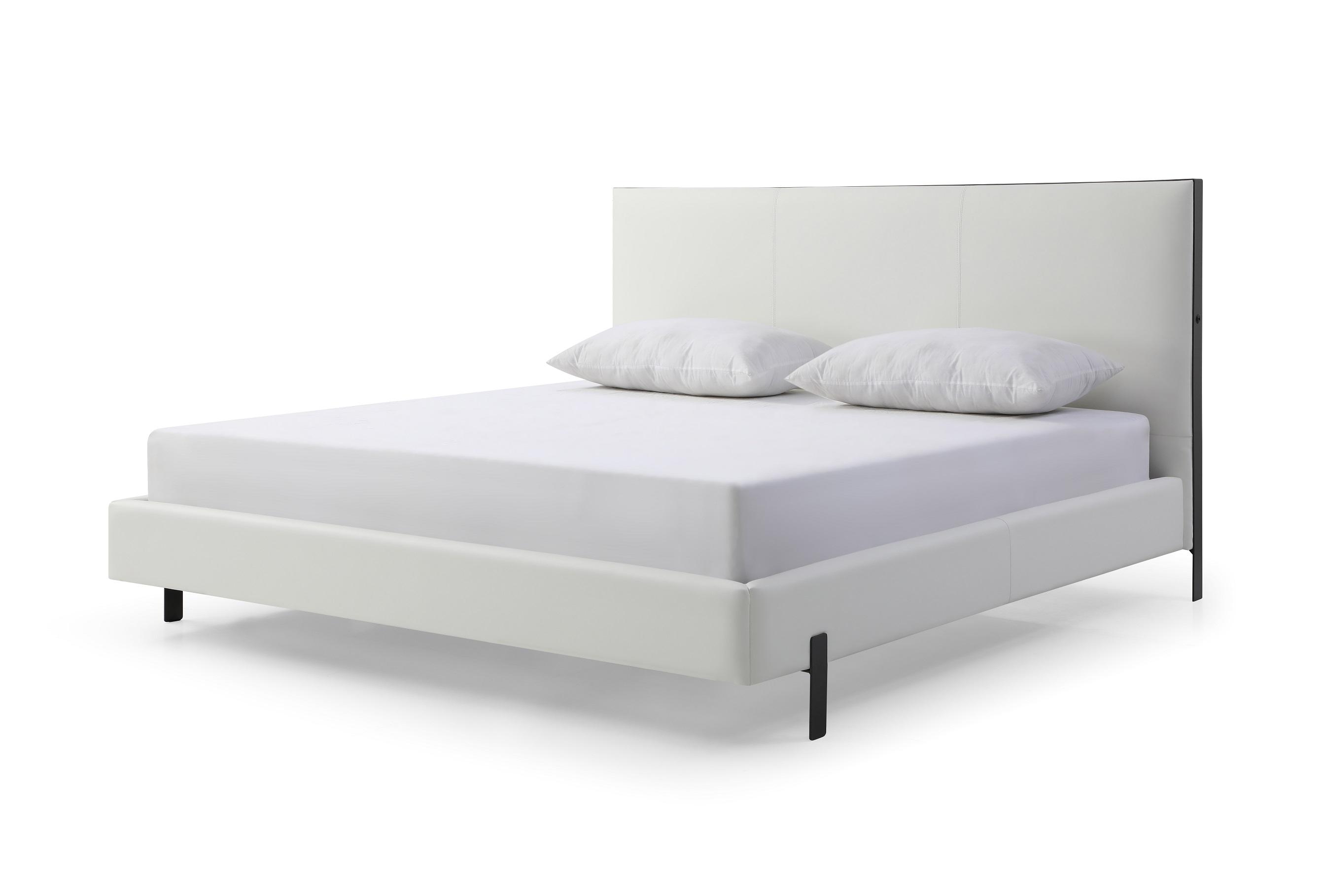 Modern Bed BK1690P-WHT Hollywood BK1690P-WHT in White Faux Leather