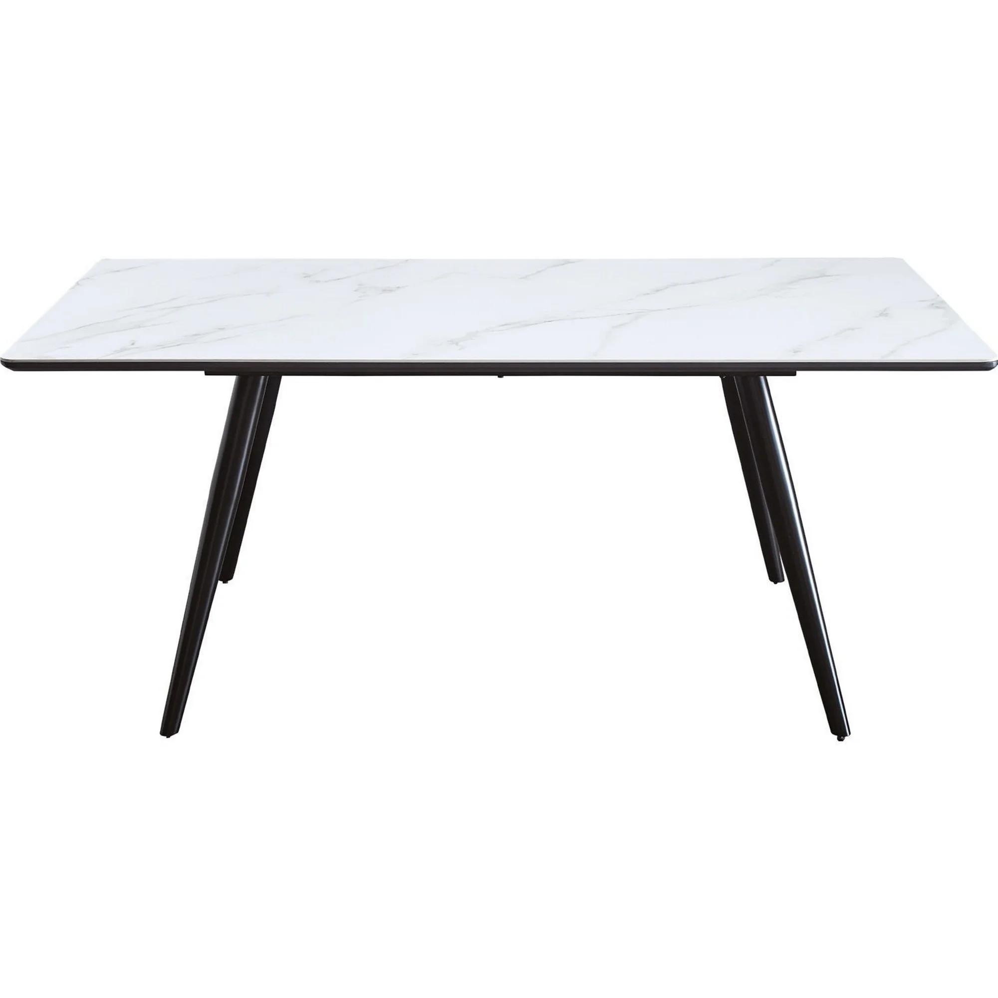 

    
Modern White Faux Marble & Black Dining Table by Acme Caspian 74010

