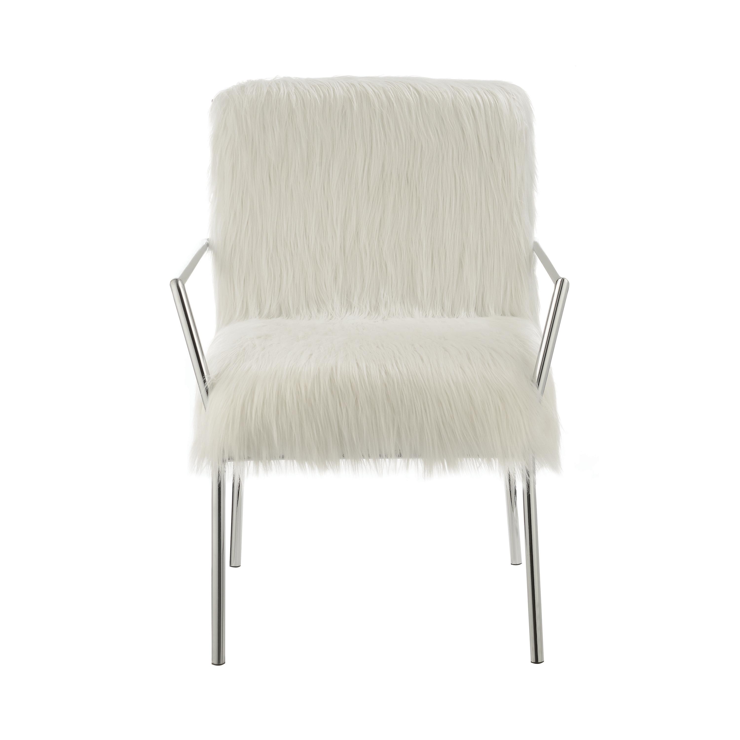 

    
Modern White Faux Sheep Upholstery Accent Chair Coaster 904079
