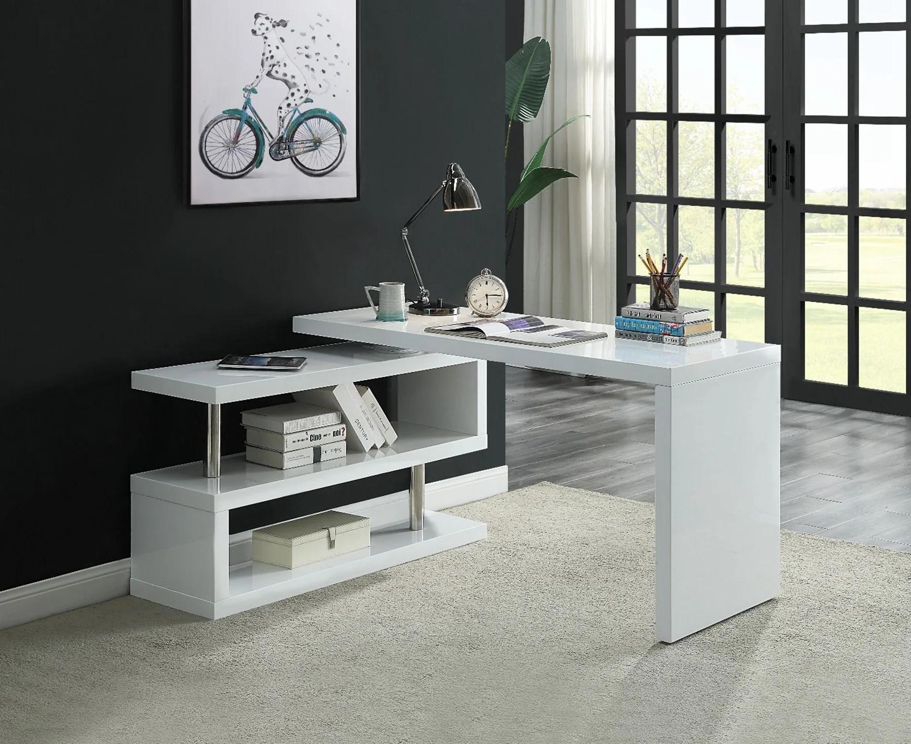 

    
Modern White Finish 360° Swivel Writing Desk by Acme OF00017 Buck II
