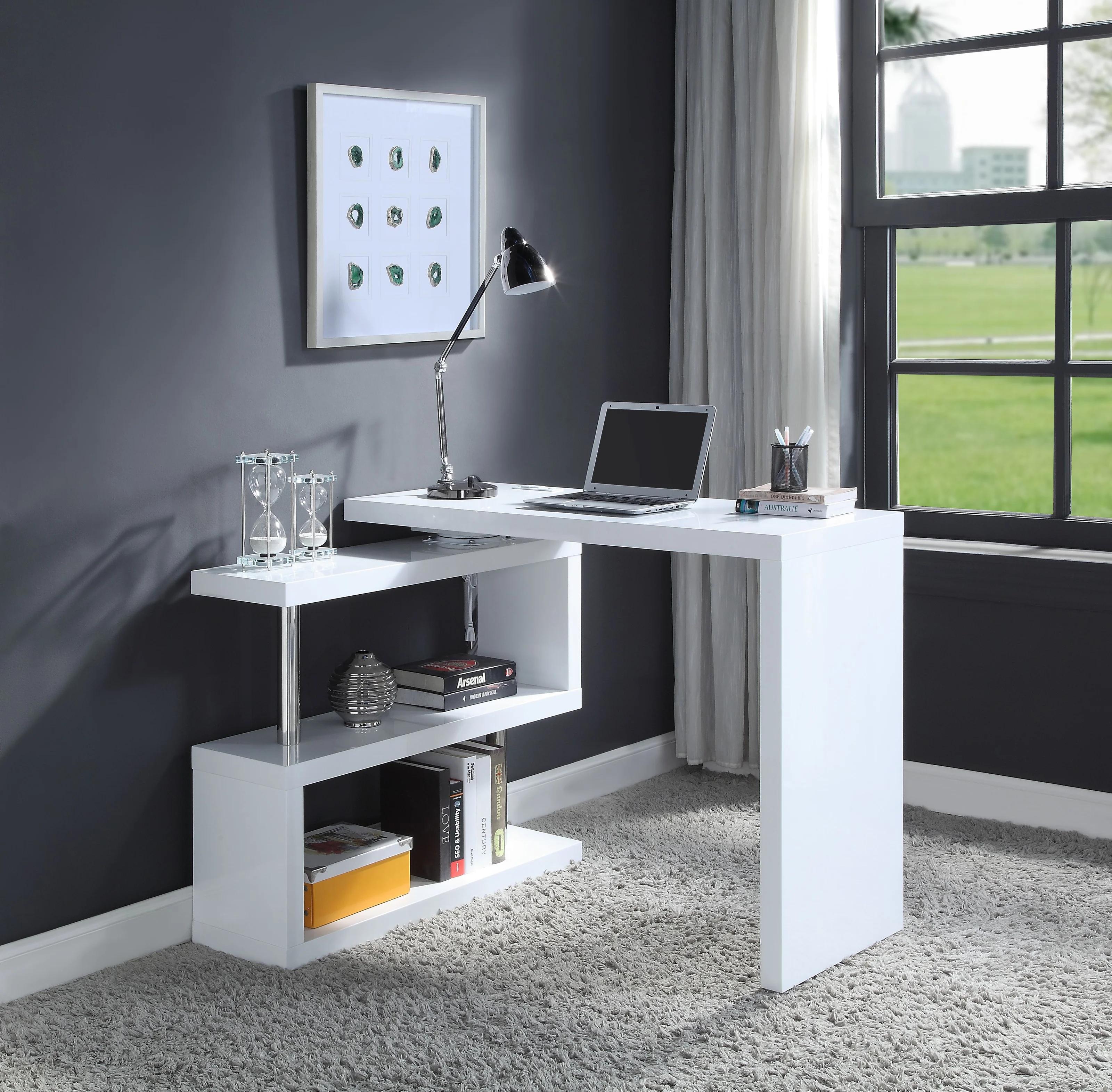 

    
Modern White Finish 360° Swivel Writing Desk by Acme OF00155 Buck II
