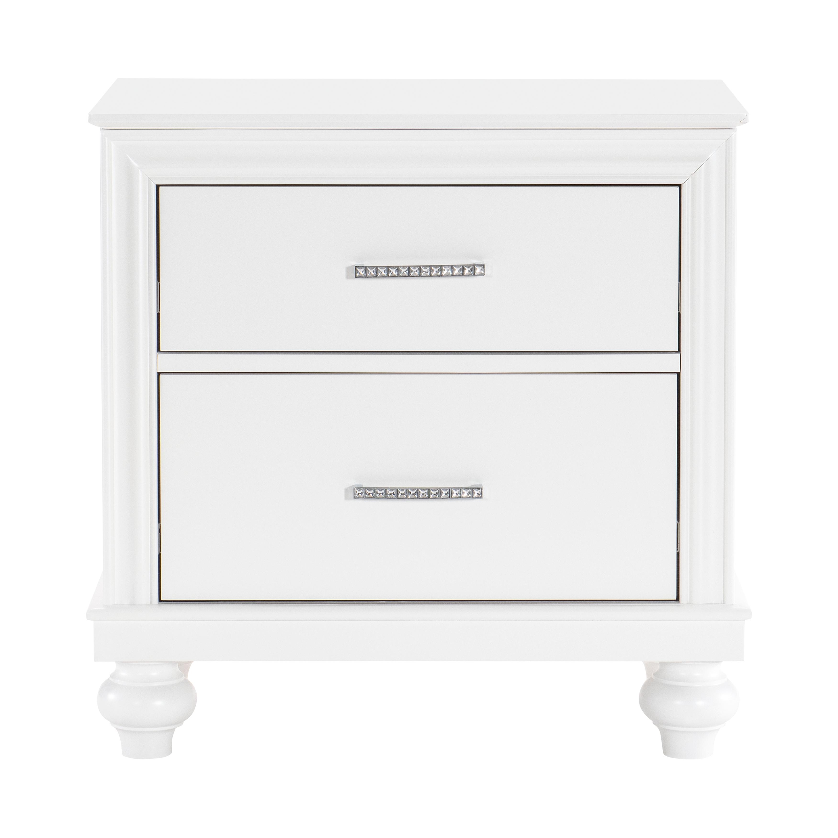 

    
Modern White Finish Wood Nightstand Homelegance Aria Collection 1436W-4-N
