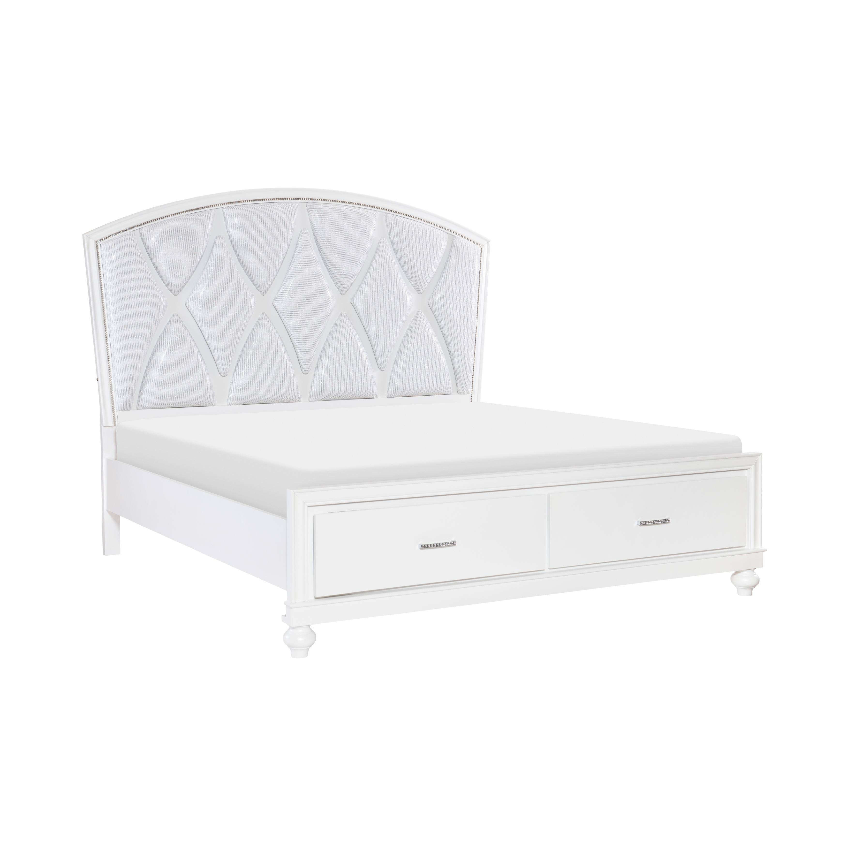 

    
Modern White Finish Wood Queen Platform Bed Homelegance Aria Collection 1436W-1-Q
