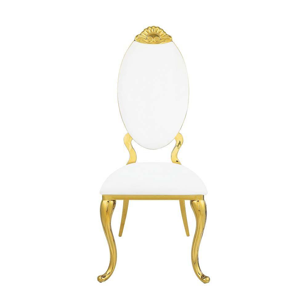 

    
Acme Furniture Fallon DN01190 Side Chair Set Gold Finish/White DN01190
