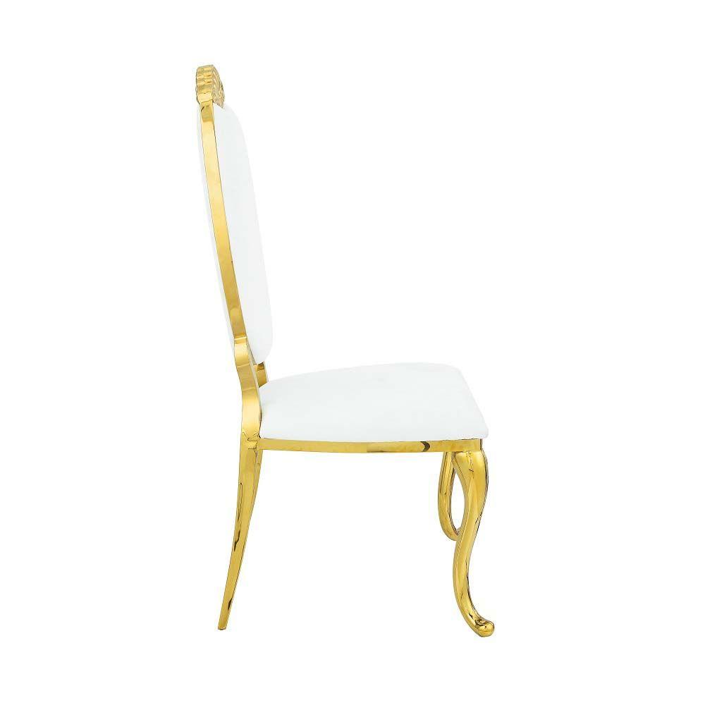 

        
Acme Furniture Fallon DN01190 Side Chair Set Gold Finish/White Vegan Leather 656568765555
