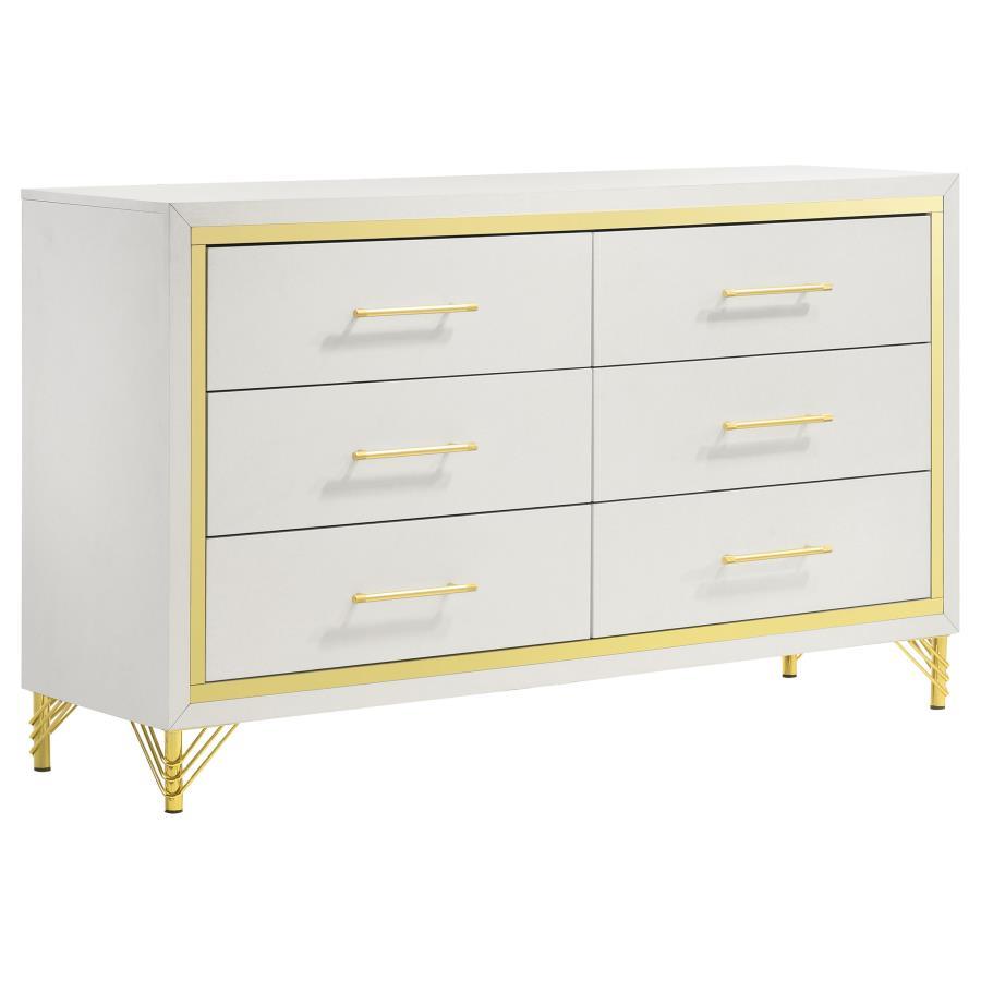 Modern Dresser With Mirror Lucia Dresser With Mirror 2PCS 224733-D-2PCS 224733-D-2PCS in White, Gold 