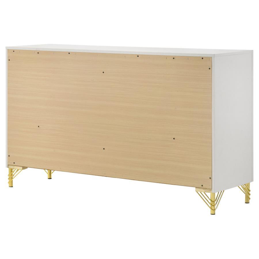 

    
 Shop  Modern White/Gold Wood Dresser With Mirror 2PCS Coaster Lucia 224733
