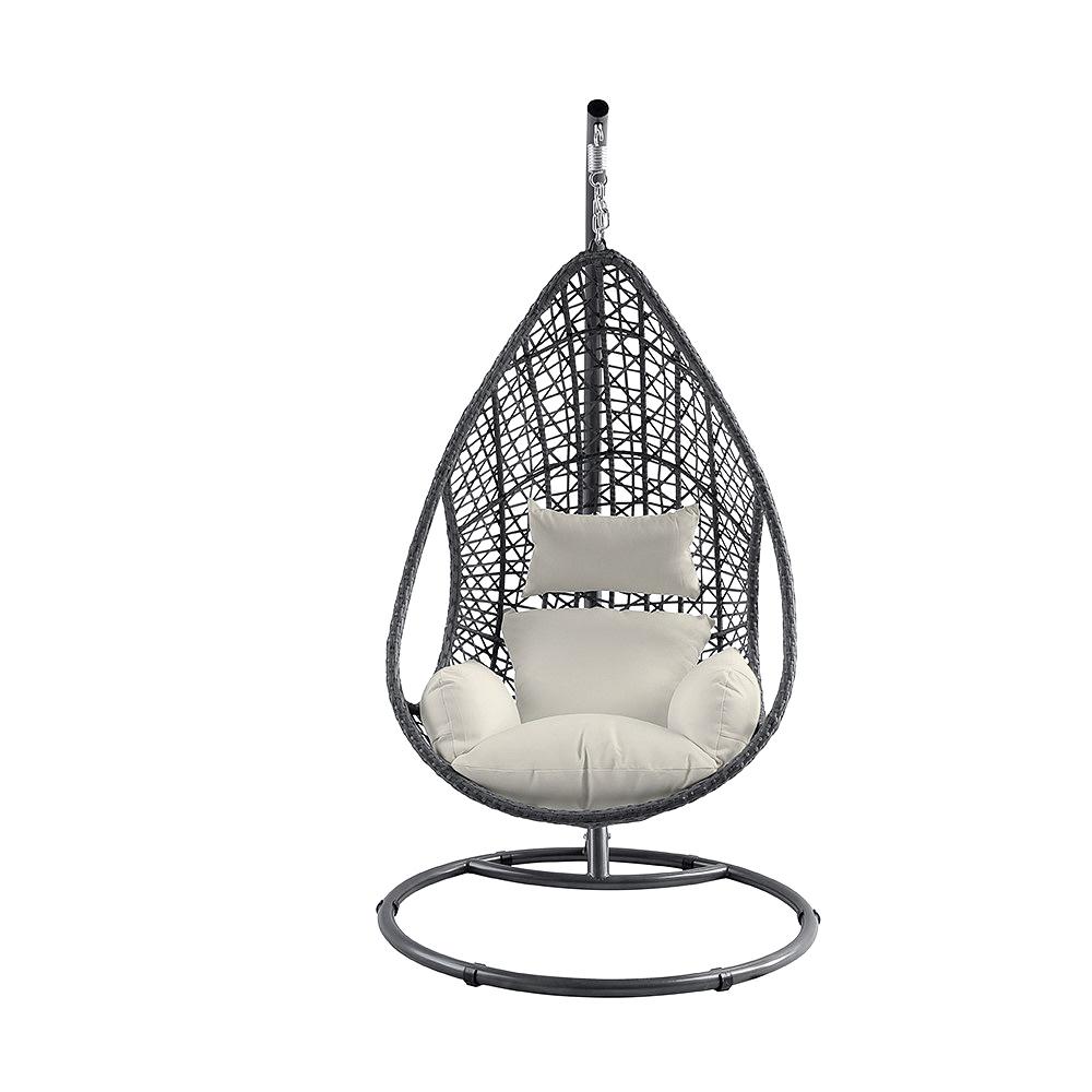 Modern Outdoor Egg Chair EG1684-GRY/WHT Bravo EG1684-GRY/WHT in Gray Fabric