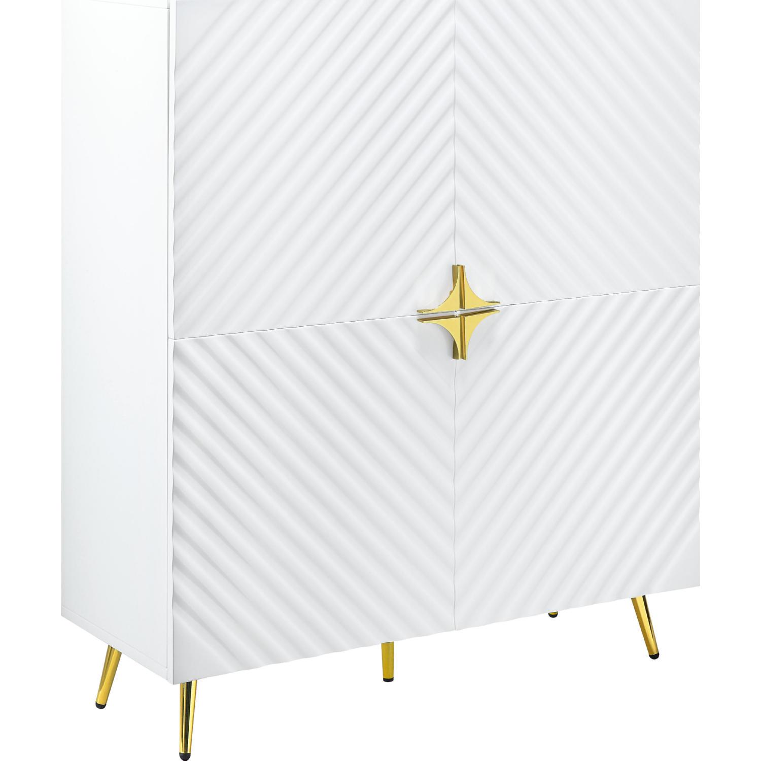 

    
Modern White High Gloss Console Cabinet by Acme Gaines AC01031
