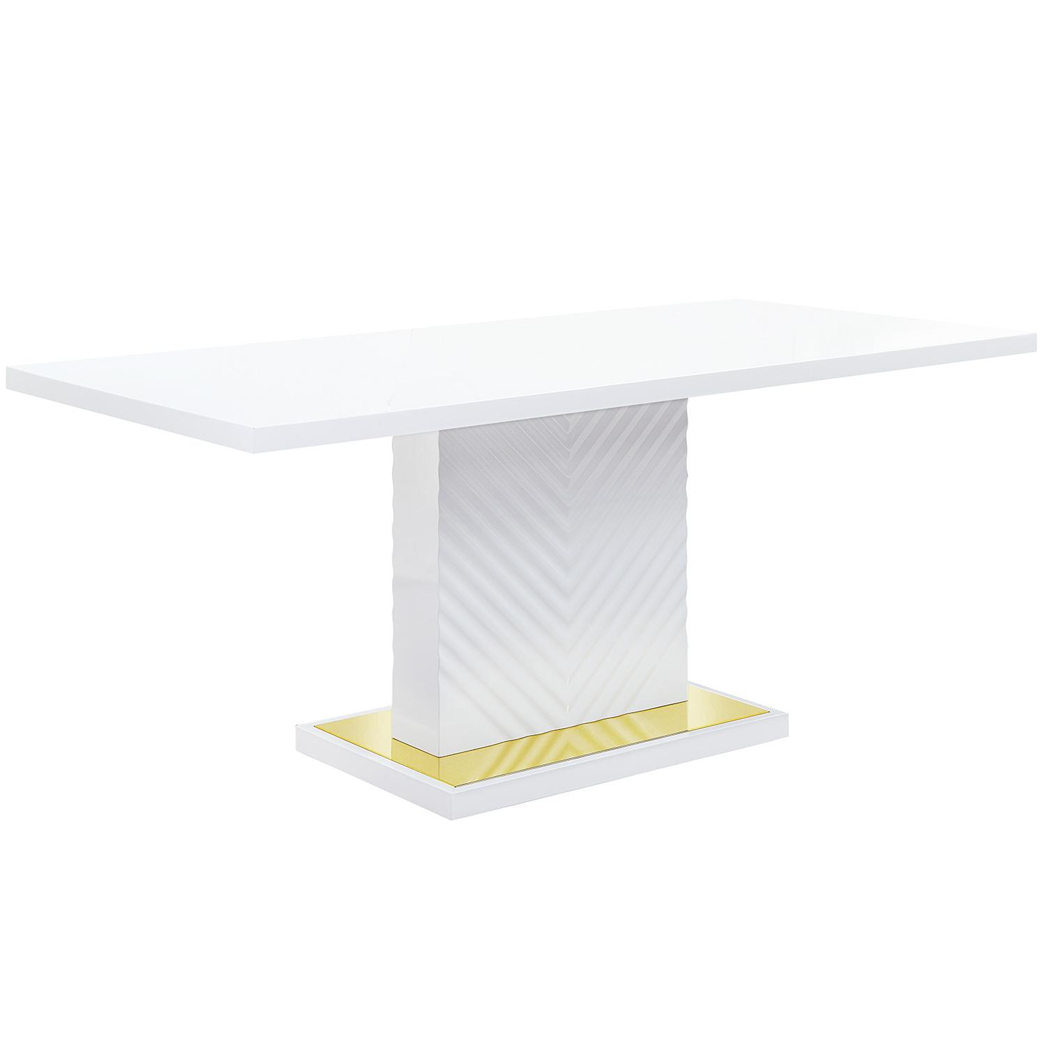 

    
Modern White High Gloss Dining Table by Acme Gaines DN01258

