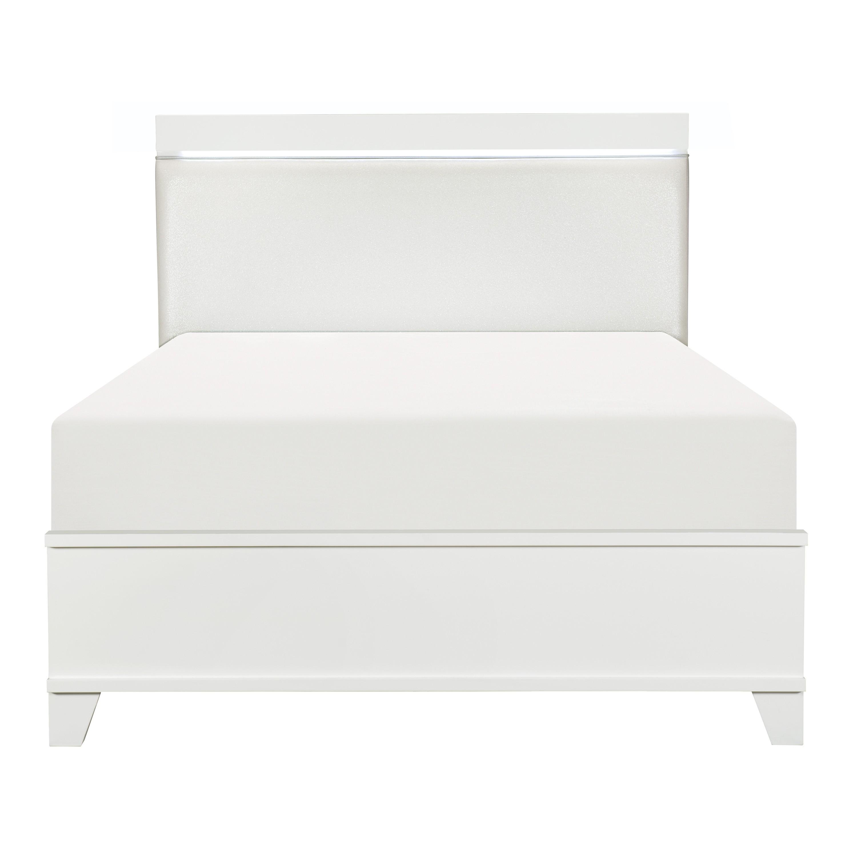 

    
Modern White High Gloss Wood Full Bed Homelegance 1678WF-1* Kerren
