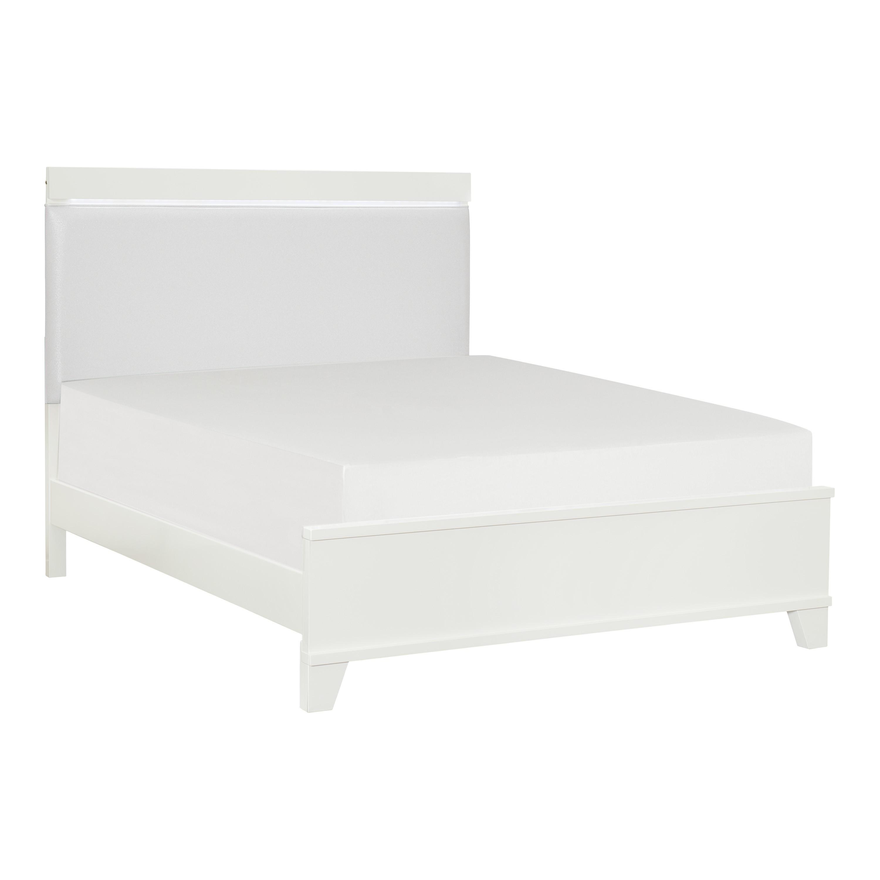 

    
Modern White High Gloss Wood Full Bedroom Set 5pcs Homelegance 1678WF-1* Kerren
