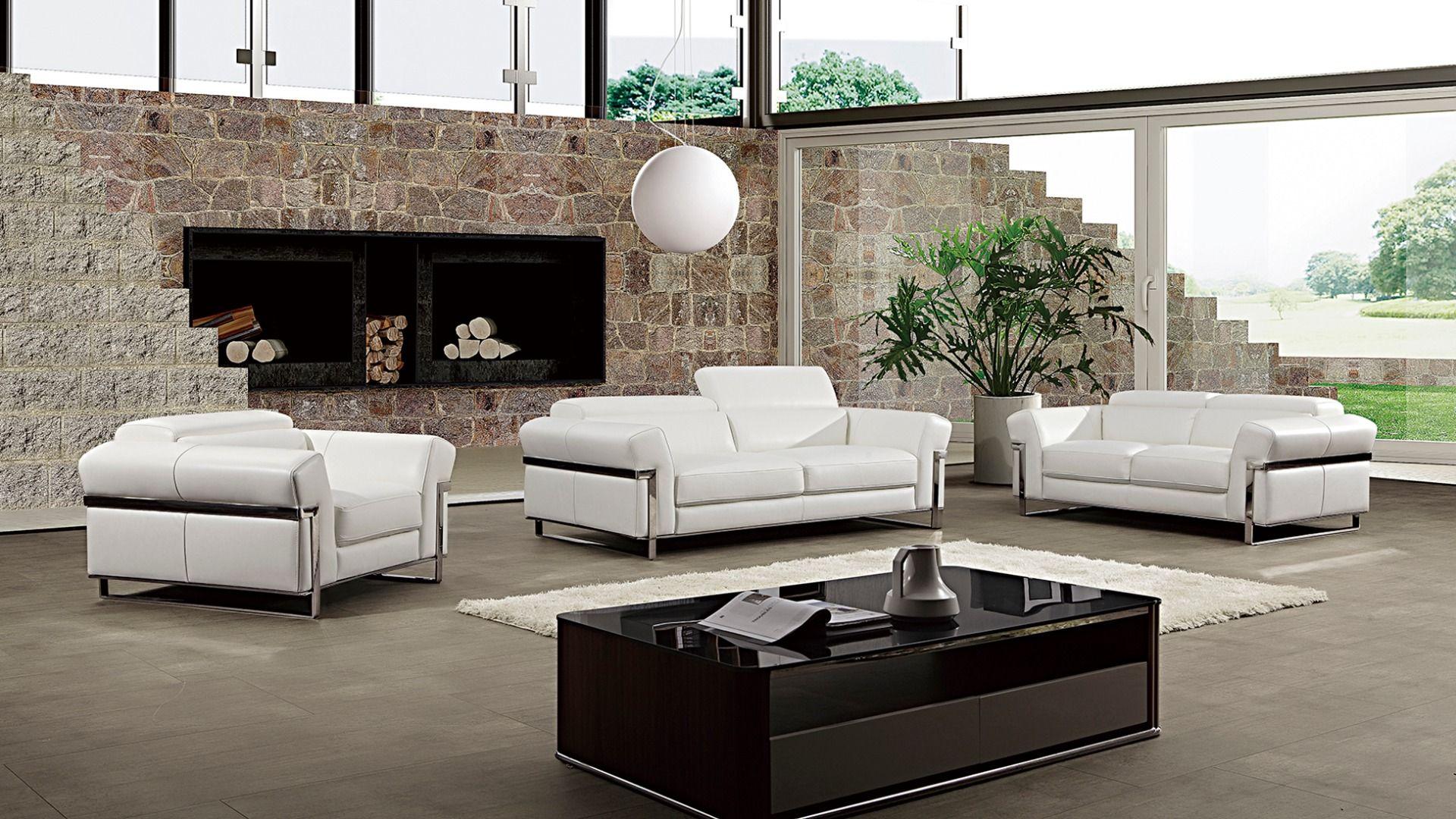 

    
White Italian Full Leather Sofa Set 3 Pcs EK012-W American Eagle Modern
