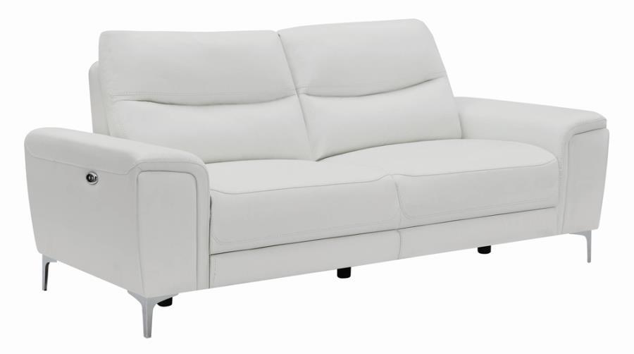 

    
Contemporary White Leather Power Sofa Coaster 603394P Largo
