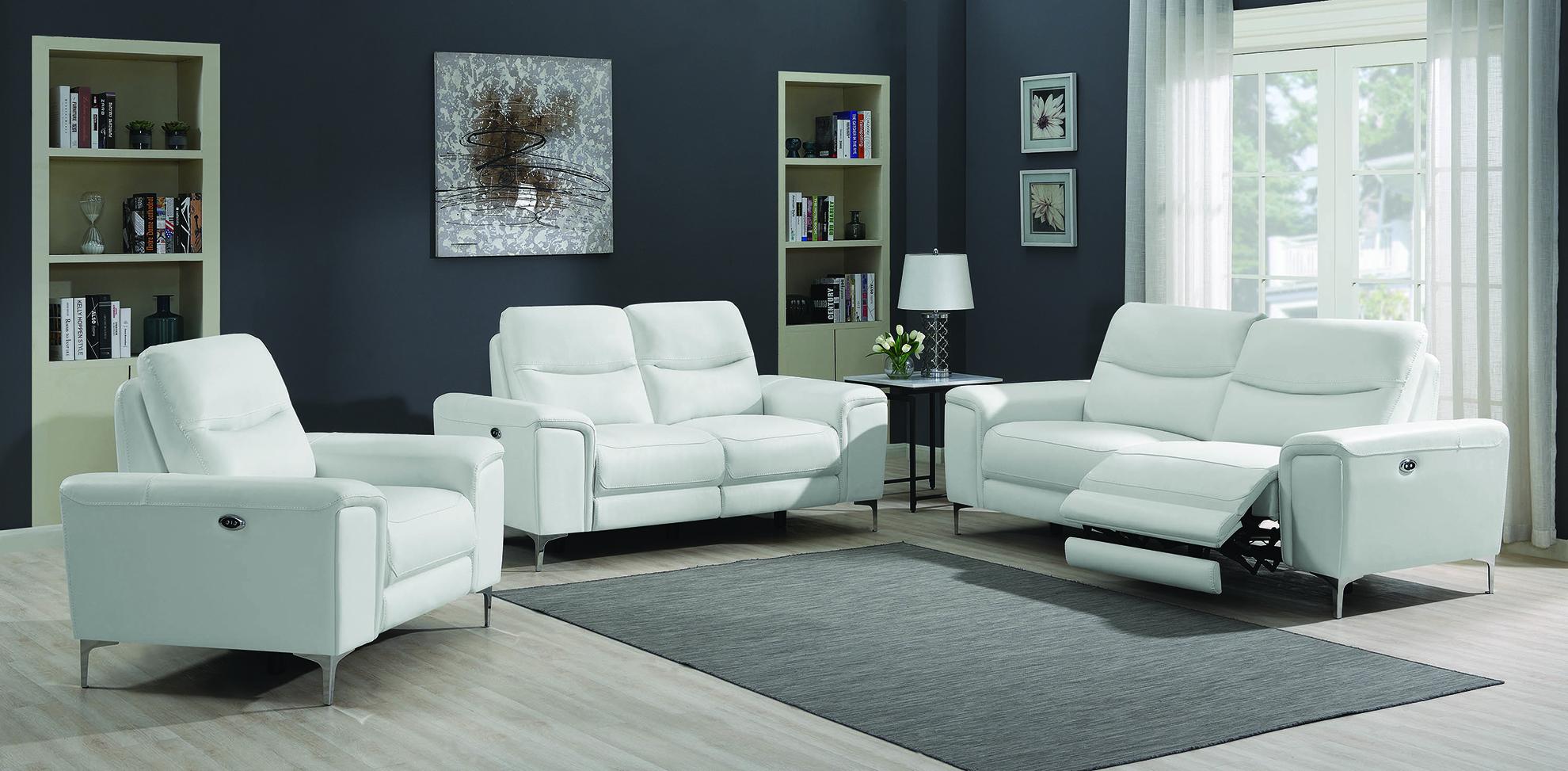 

    
603394P Contemporary White Leather Power Sofa Coaster 603394P Largo
