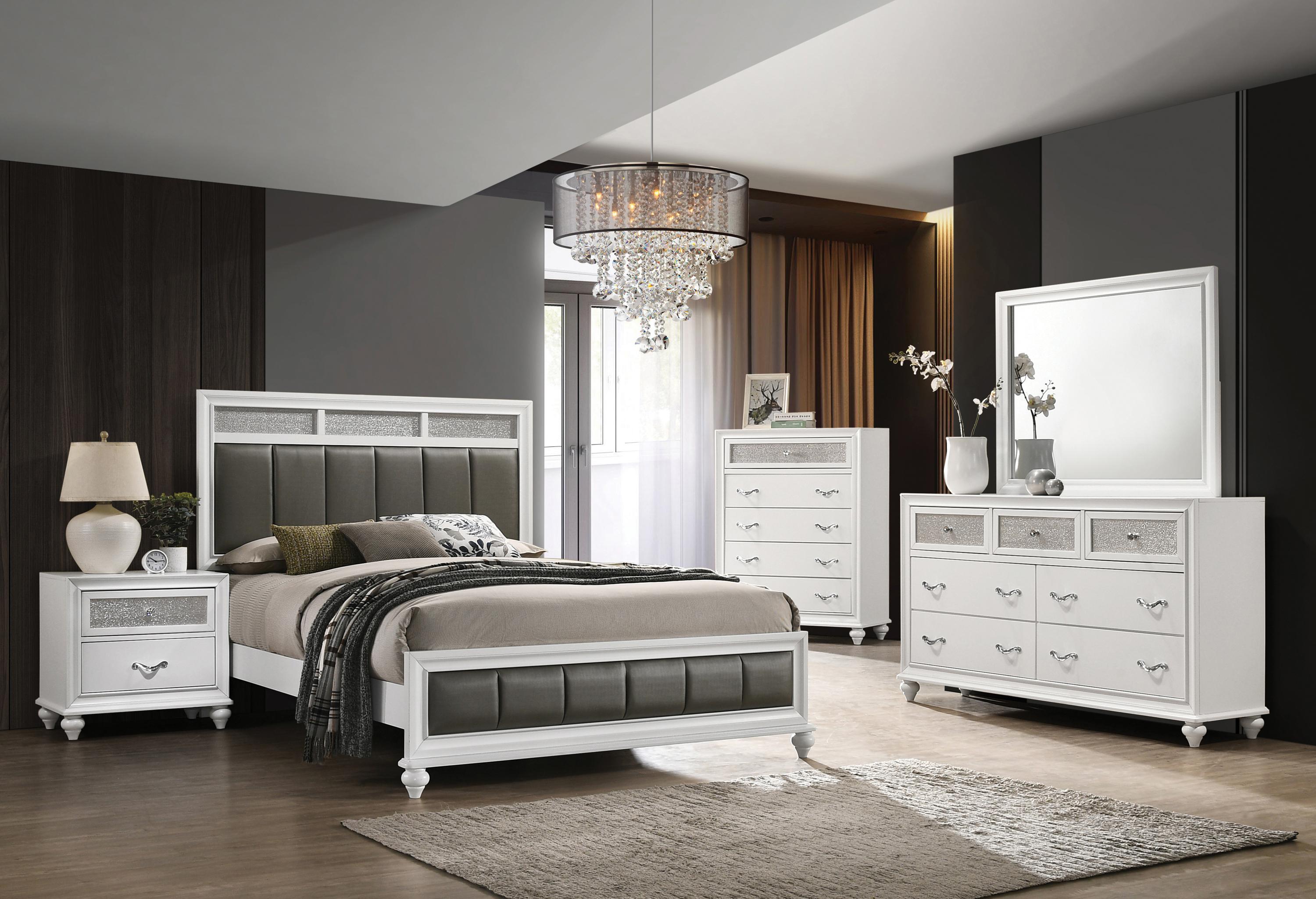 Modern Bedroom Set 205891KW-3PC Barzini 205891KW-3PC in White Leatherette