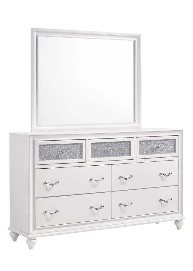

    
Modern White Wood Dresser w/Mirror Coaster 205893 Barzini
