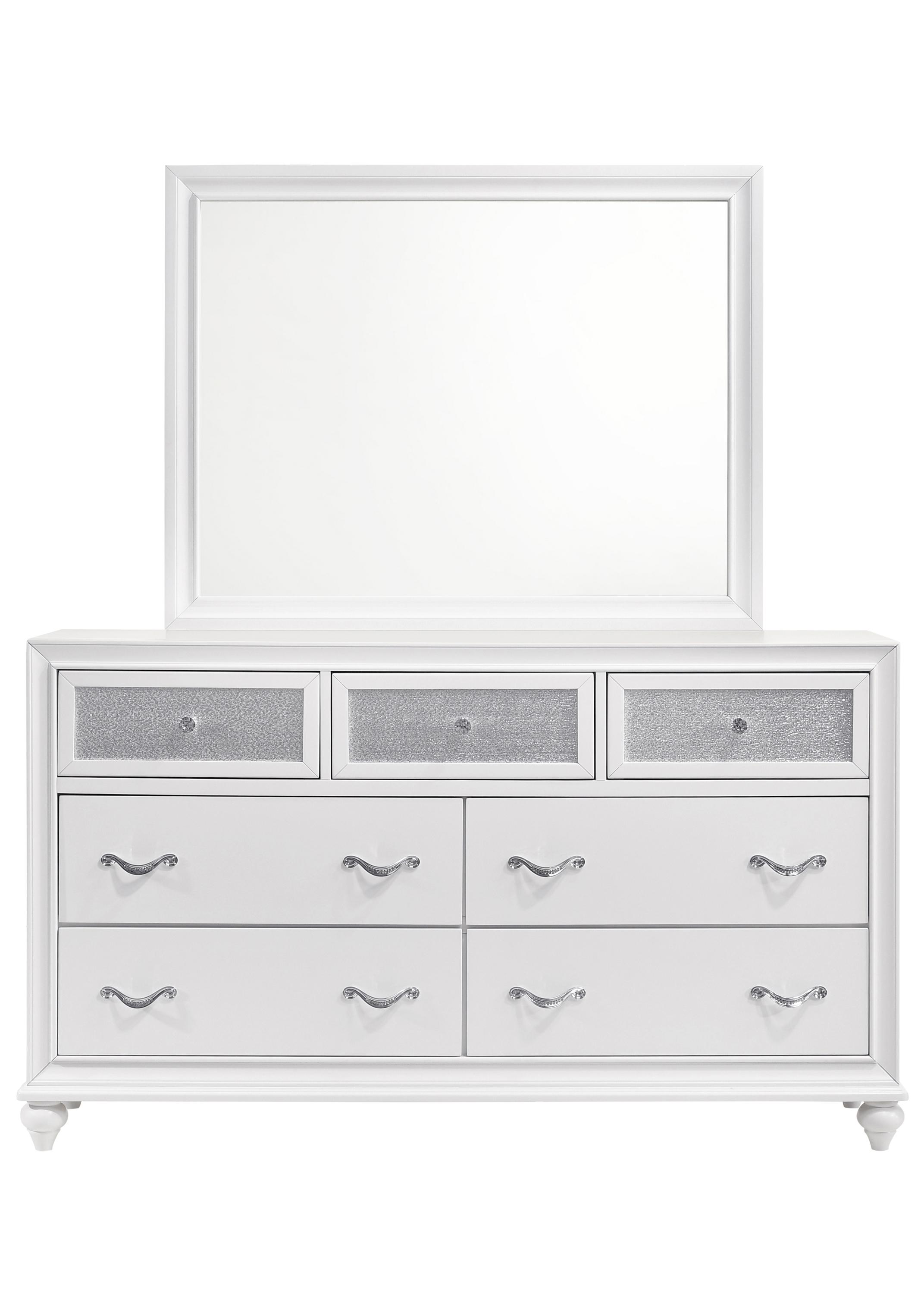

    
Modern White Wood Dresser w/Mirror Coaster 205893 Barzini
